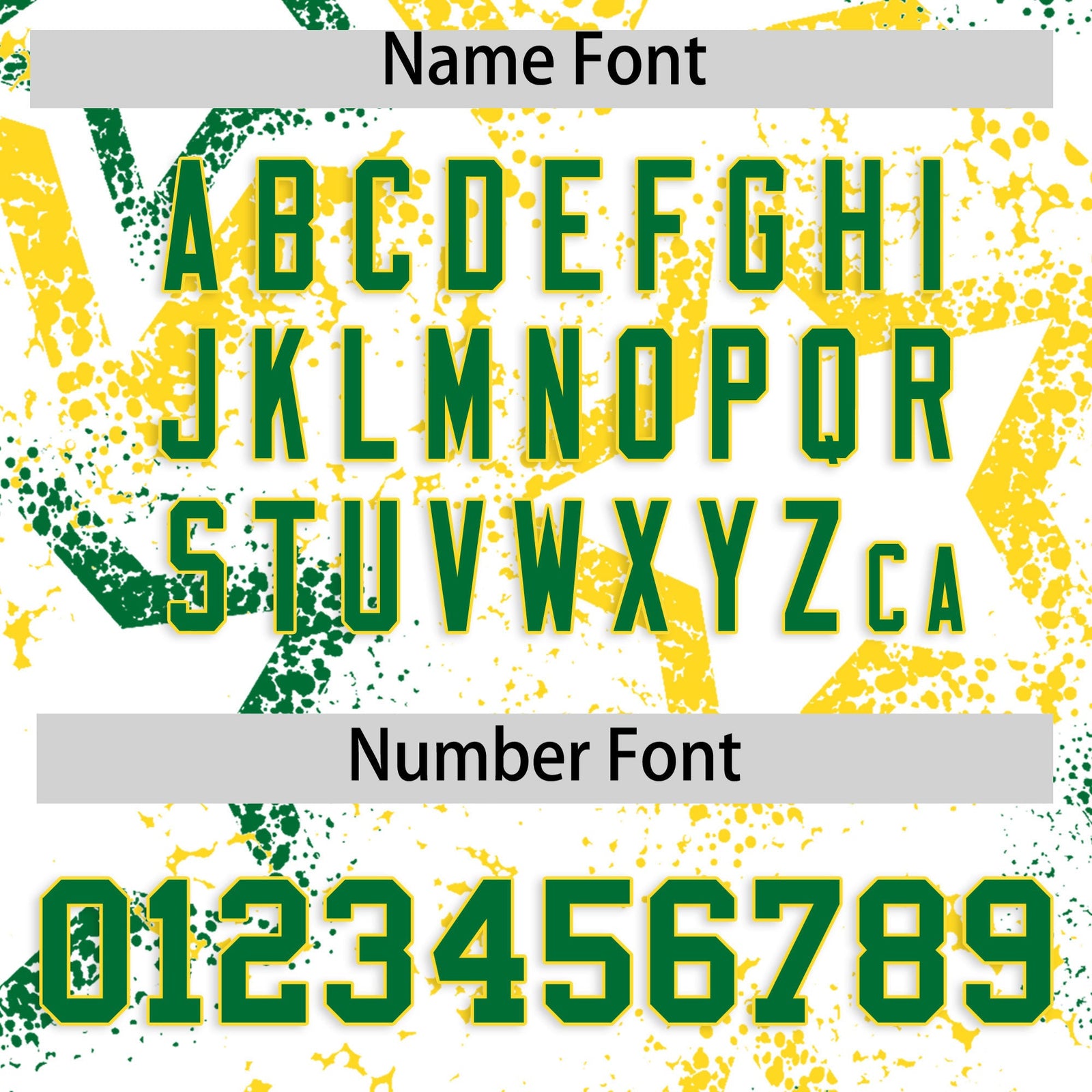 Custom White Gold Kelly Green Star-Shaped Ink Texture Graffiti Pattern Baseball Jersey | Sublimation Printed & Stitched,Add Name and Numbern,Perfect for Parties,Perfect for Training | KXKSHOP