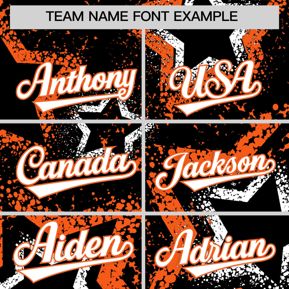 Custom Black White Orange Star-Shaped Ink Texture Graffiti Pattern Baseball Jersey | Sublimation Printed & Stitched,Add Name and Numbern,Perfect for Parties,Perfect for Training | KXKSHOP