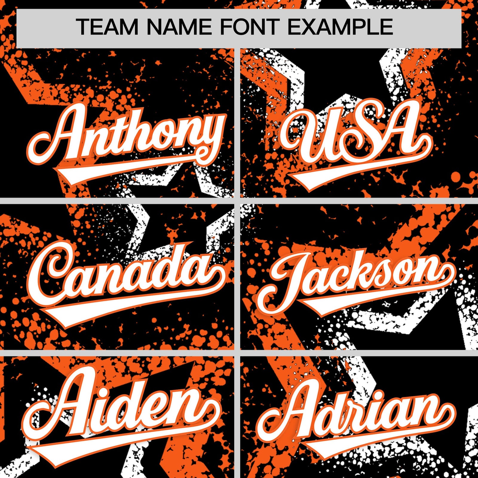 Custom Black White Orange Star-Shaped Ink Texture Graffiti Pattern Baseball Jersey | Sublimation Printed & Stitched,Add Name and Numbern,Perfect for Parties,Perfect for Training | KXKSHOP