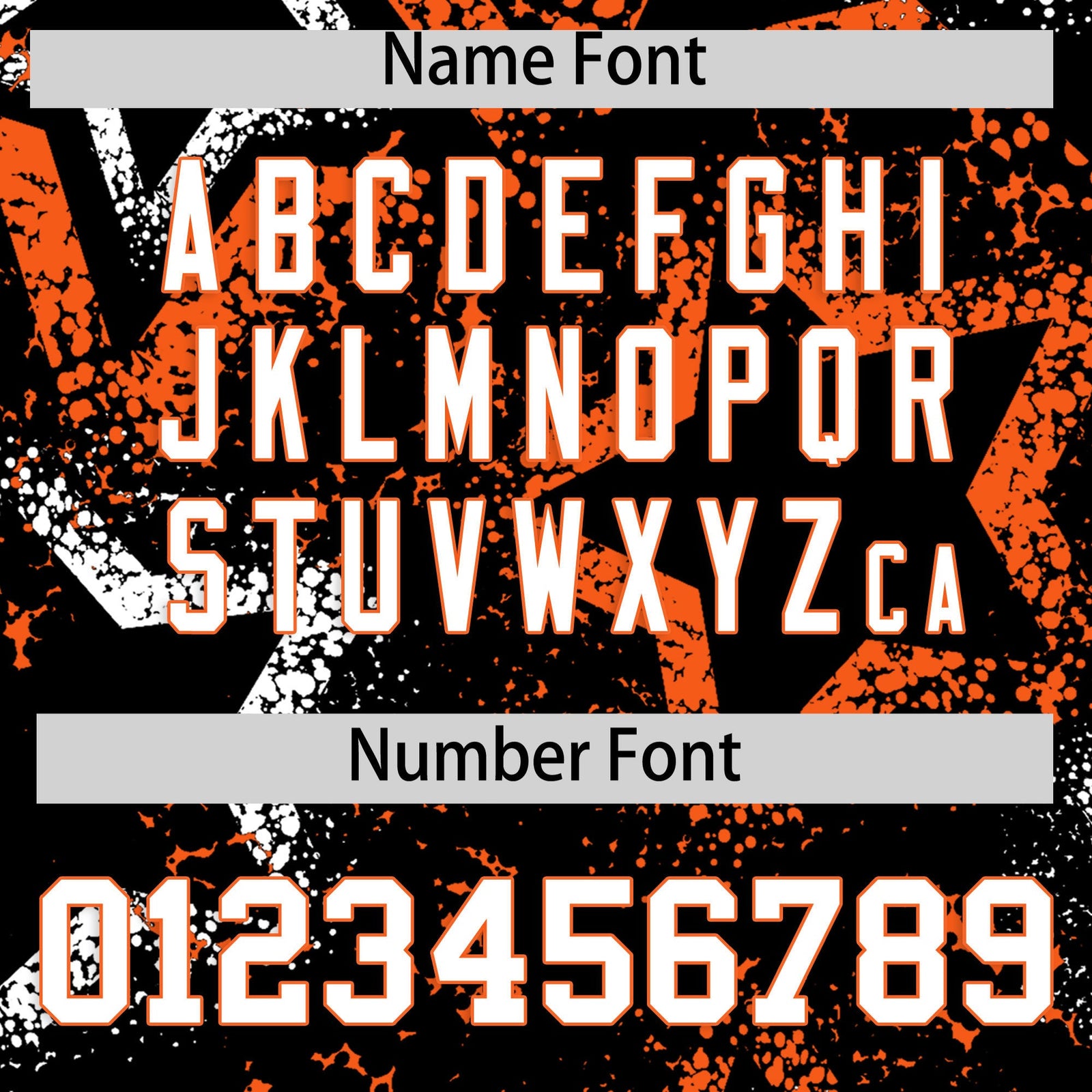 Custom Black White Orange Star-Shaped Ink Texture Graffiti Pattern Baseball Jersey | Sublimation Printed & Stitched,Add Name and Numbern,Perfect for Parties,Perfect for Training | KXKSHOP