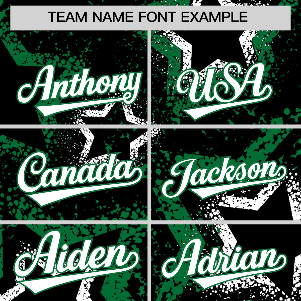Custom Black White Kelly Green Star-Shaped Ink Texture Graffiti Pattern Baseball Jersey | Sublimation Printed &amp; Stitched,Add Name and Numbern,Perfect for Parties,Perfect for Training | KXKSHOP