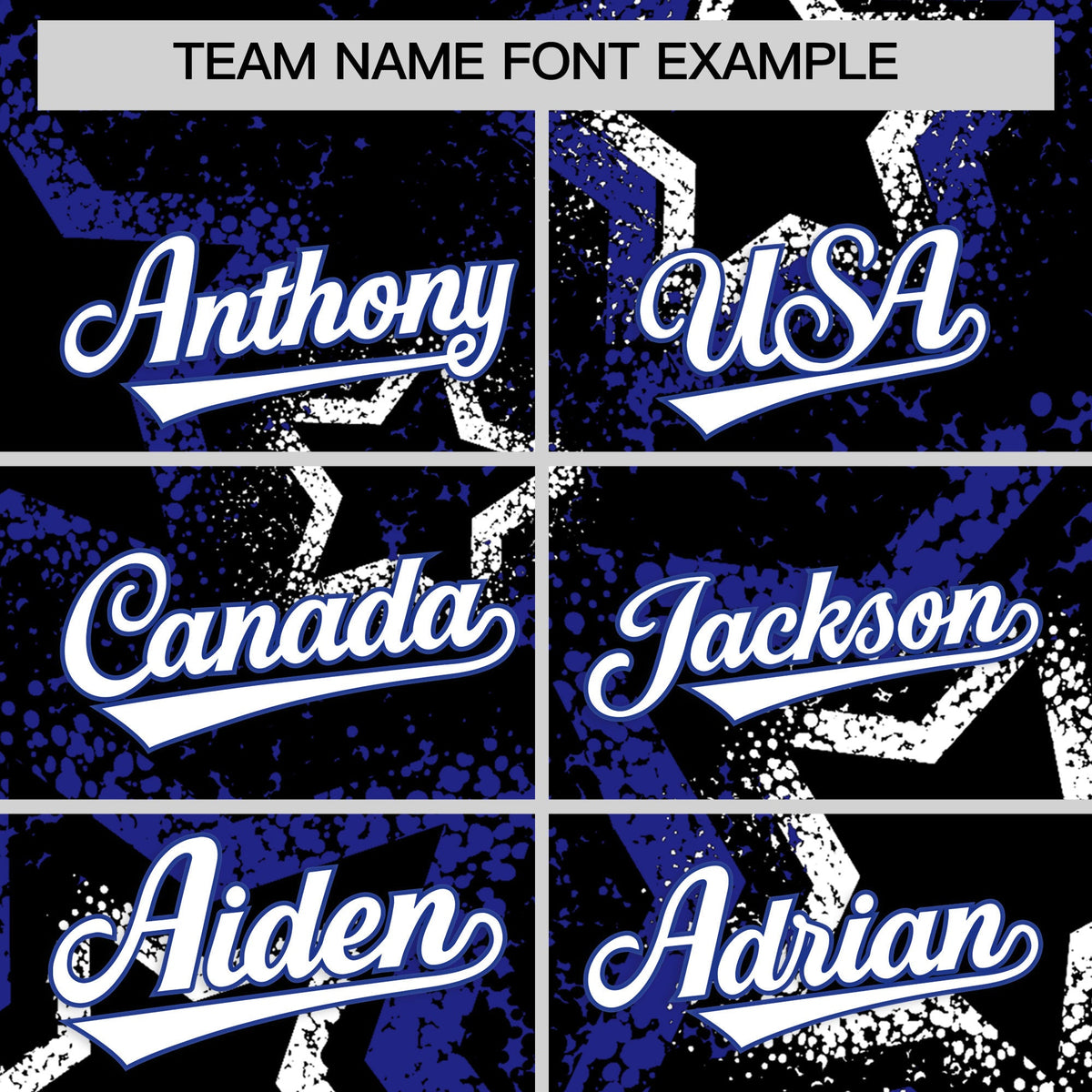 Custom Black White Royal Blue Star-Shaped Ink Texture Graffiti Pattern Baseball Jersey | Sublimation Printed &amp; Stitched,Add Name and Numbern,Perfect for Parties,Perfect for Training | KXKSHOP