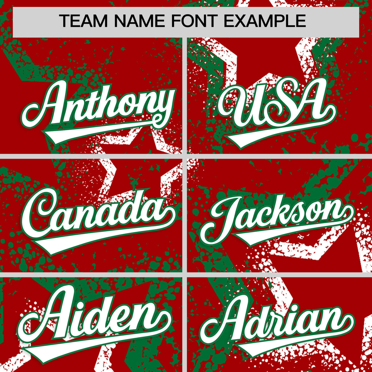 Custom Red White Kelly Green Star-Shaped Ink Texture Graffiti Pattern Baseball Jersey | Sublimation Printed &amp; Stitched,Add Name and Numbern,Perfect for Parties,Perfect for Training | KXKSHOP
