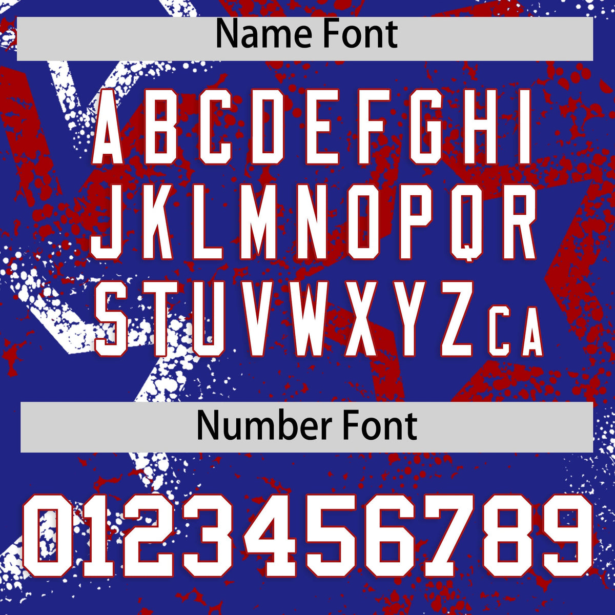 Custom Royal Blue White Red Star-Shaped Ink Texture Graffiti Pattern Baseball Jersey | Sublimation Printed &amp; Stitched,Add Name and Numbern,Perfect for Parties,Perfect for Training | KXKSHOP