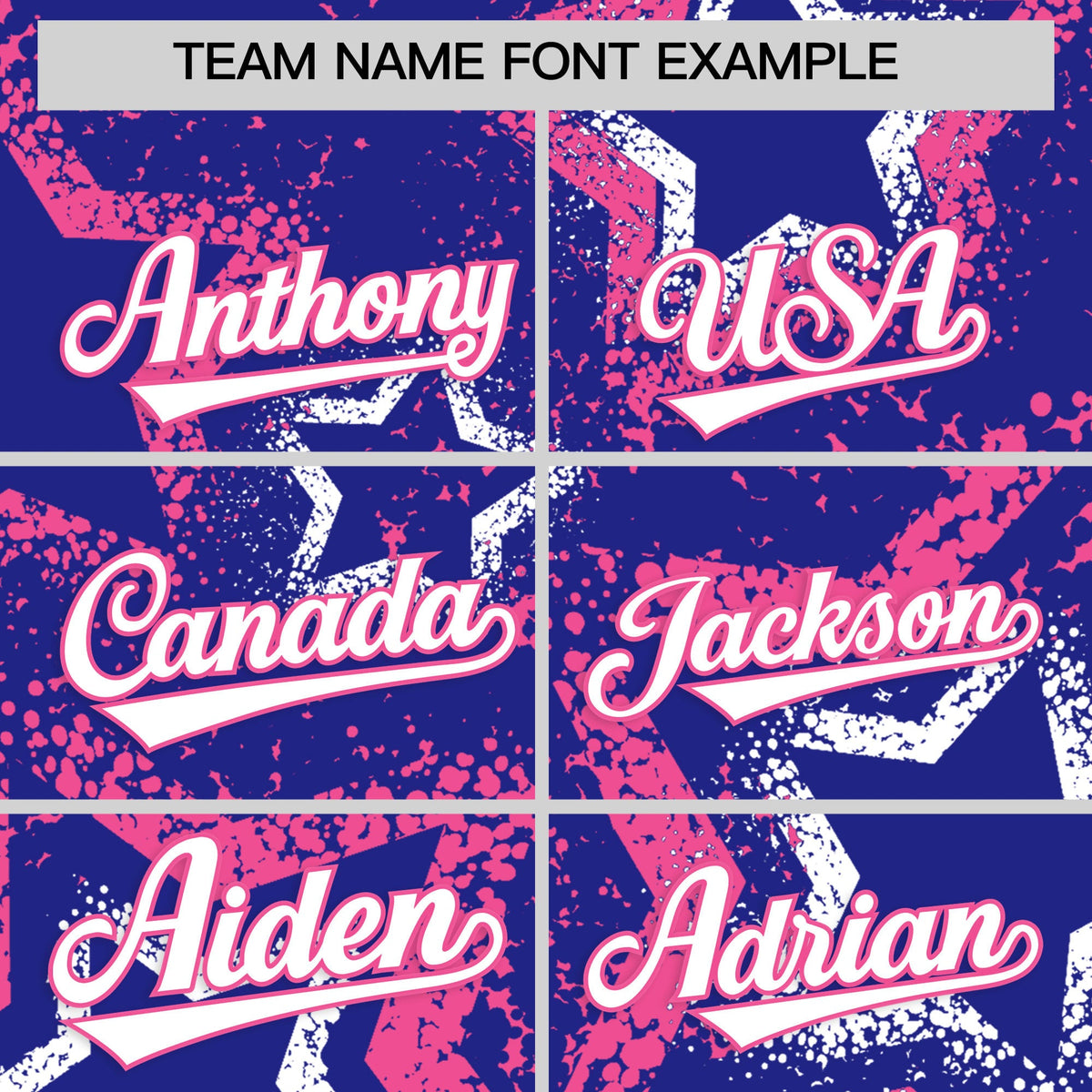 Custom Royal Blue White Pink Star-Shaped Ink Texture Graffiti Pattern Baseball Jersey | Sublimation Printed &amp; Stitched,Add Name and Numbern,Perfect for Parties,Perfect for Training | KXKSHOP
