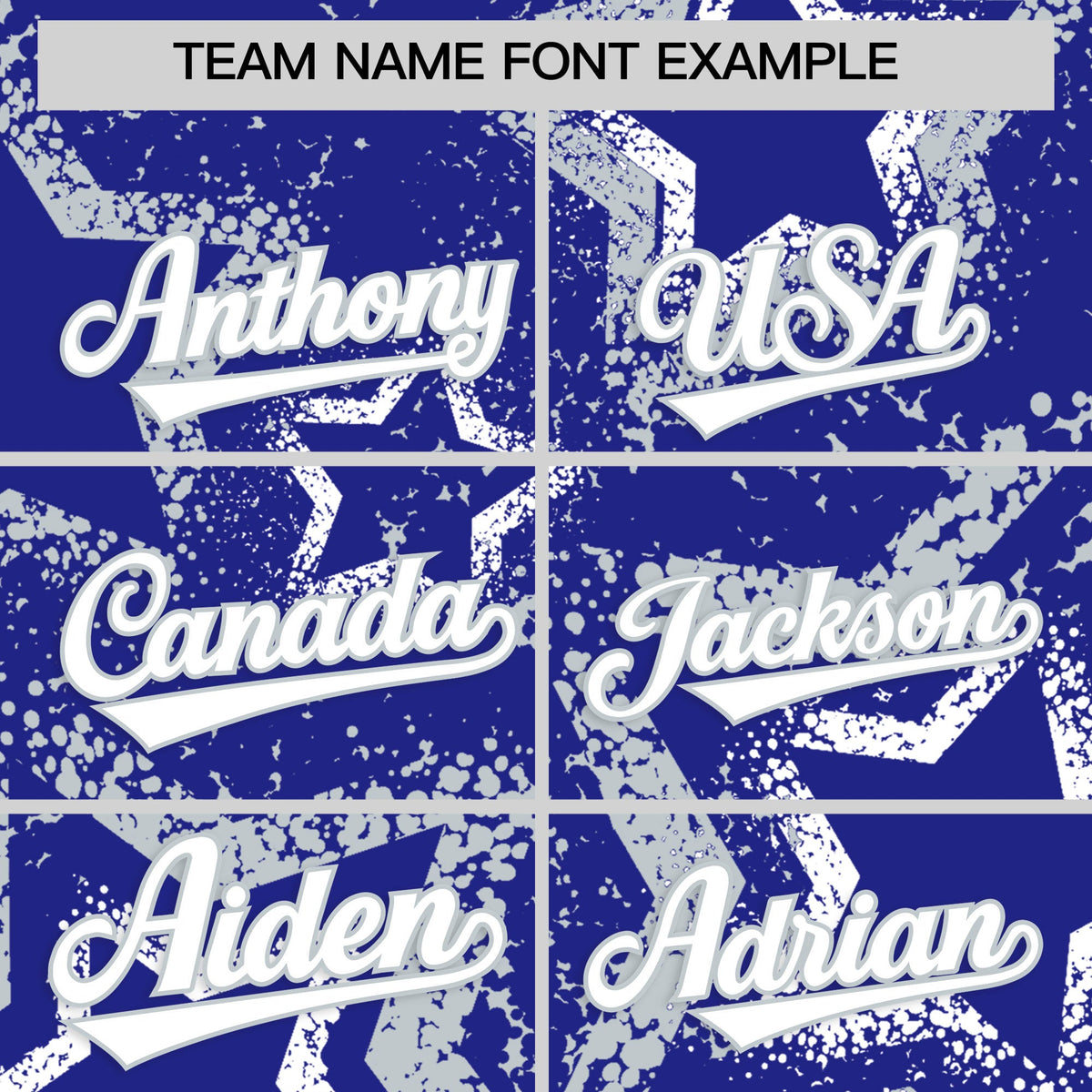 Custom Royal Blue White Silver Star-Shaped Ink Texture Graffiti Pattern Baseball Jersey | Sublimation Printed &amp; Stitched,Add Name and Numbern,Perfect for Parties,Perfect for Training | KXKSHOP