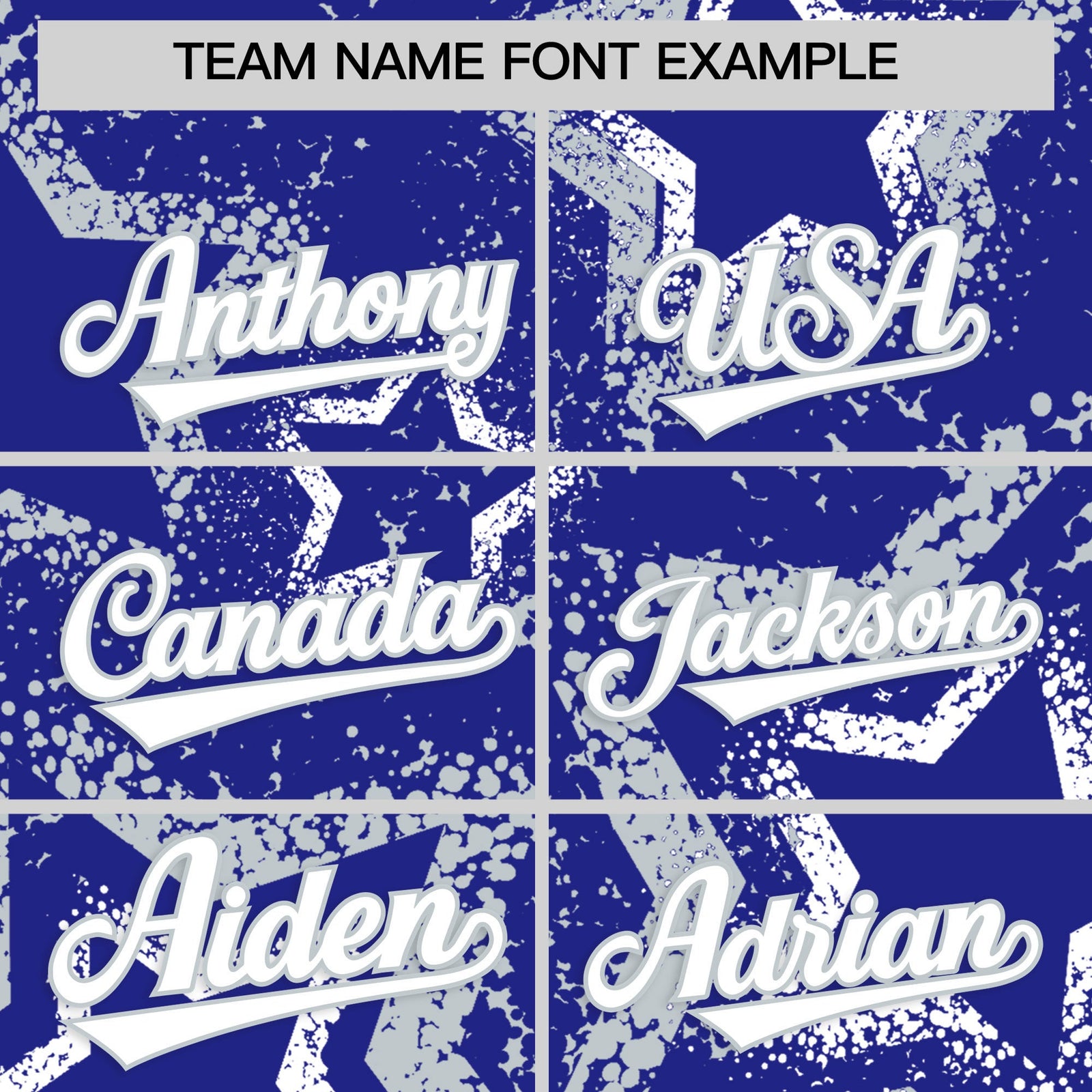 Custom Royal Blue White Silver Star-Shaped Ink Texture Graffiti Pattern Baseball Jersey | Sublimation Printed & Stitched,Add Name and Numbern,Perfect for Parties,Perfect for Training | KXKSHOP