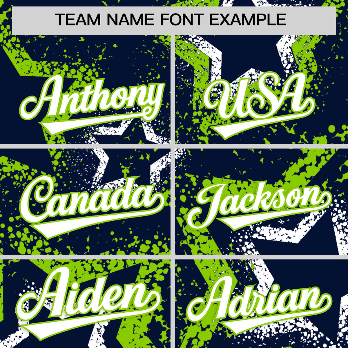 Custom Navy White Neon Green Star-Shaped Ink Texture Graffiti Pattern Baseball Jersey | Sublimation Printed & Stitched,Add Name and Numbern,Perfect for Parties,Perfect for Training | KXKSHOP
