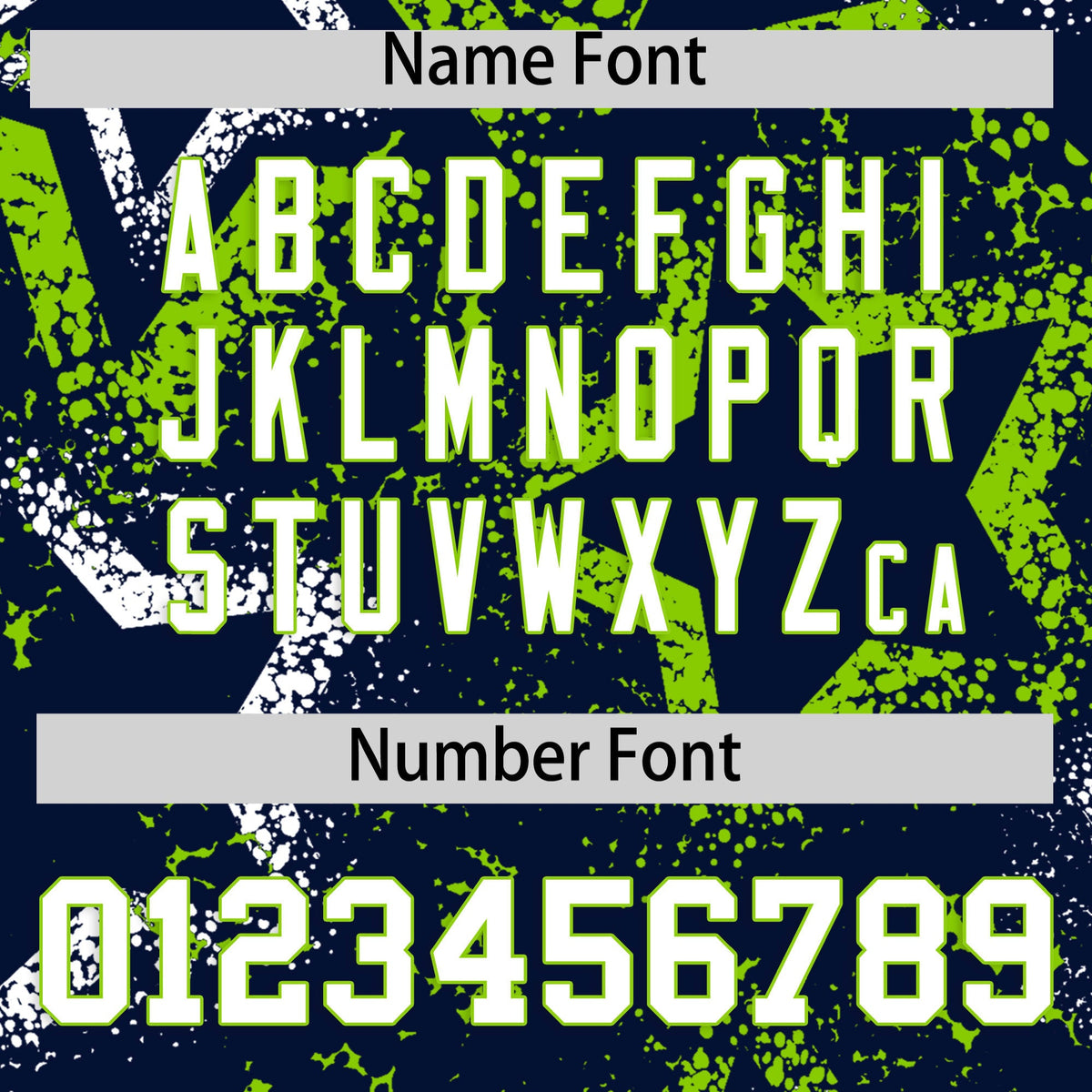 Custom Navy White Neon Green Star-Shaped Ink Texture Graffiti Pattern Baseball Jersey | Sublimation Printed & Stitched,Add Name and Numbern,Perfect for Parties,Perfect for Training | KXKSHOP