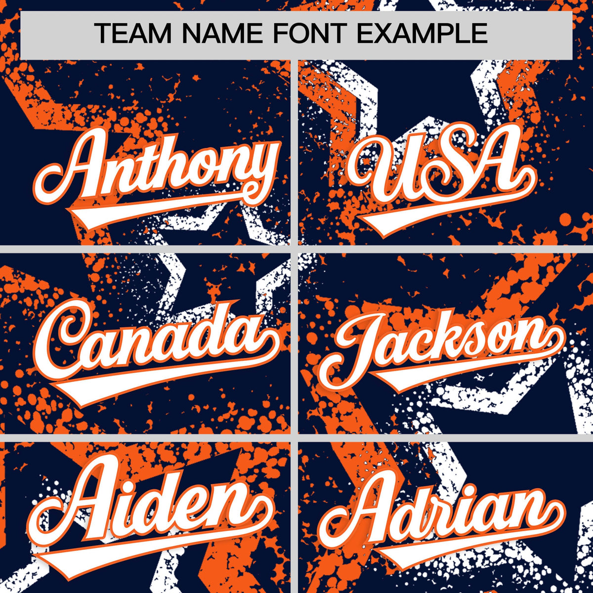 Custom Navy White Orange Star-Shaped Ink Texture Graffiti Pattern Baseball Jersey | Sublimation Printed & Stitched,Add Name and Numbern,Perfect for Parties,Perfect for Training | KXKSHOP