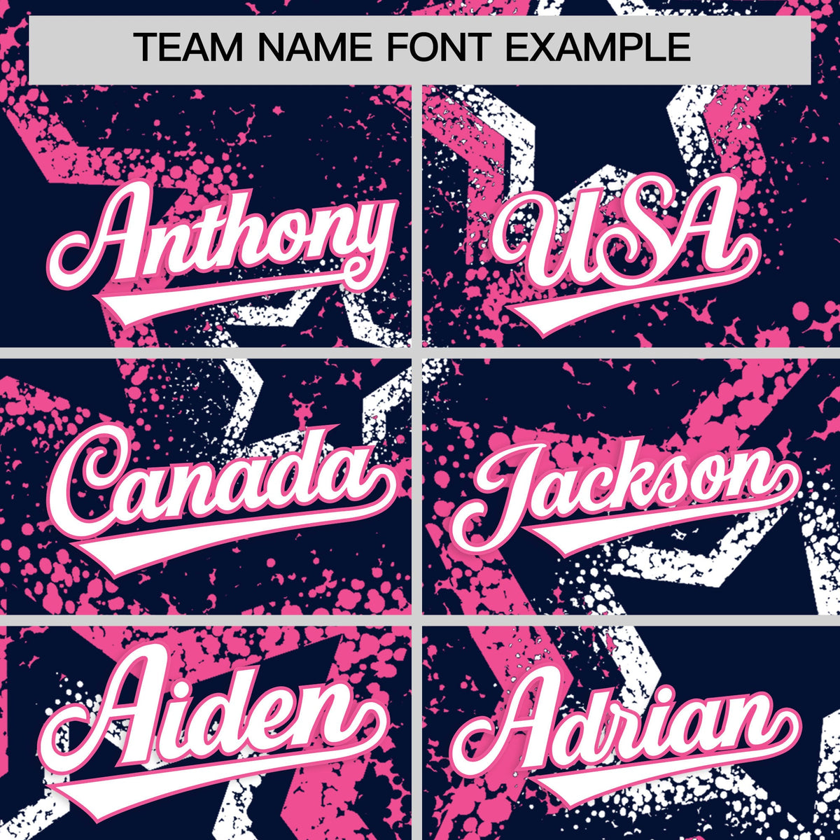 Custom Navy White Pink Star-Shaped Ink Texture Graffiti Pattern Baseball Jersey | Sublimation Printed & Stitched,Add Name and Numbern,Perfect for Parties,Perfect for Training | KXKSHOP
