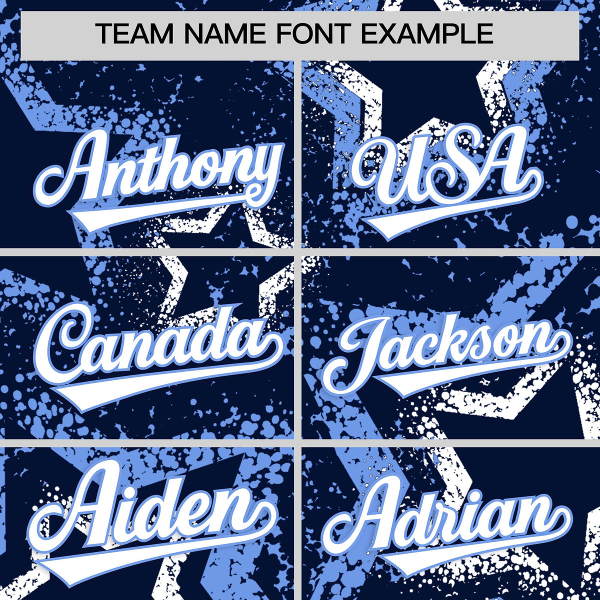 Custom Navy White Light Blue Star-Shaped Ink Texture Graffiti Pattern Baseball Jersey | Sublimation Printed & Stitched,Add Name and Numbern,Perfect for Parties,Perfect for Training | KXKSHOP