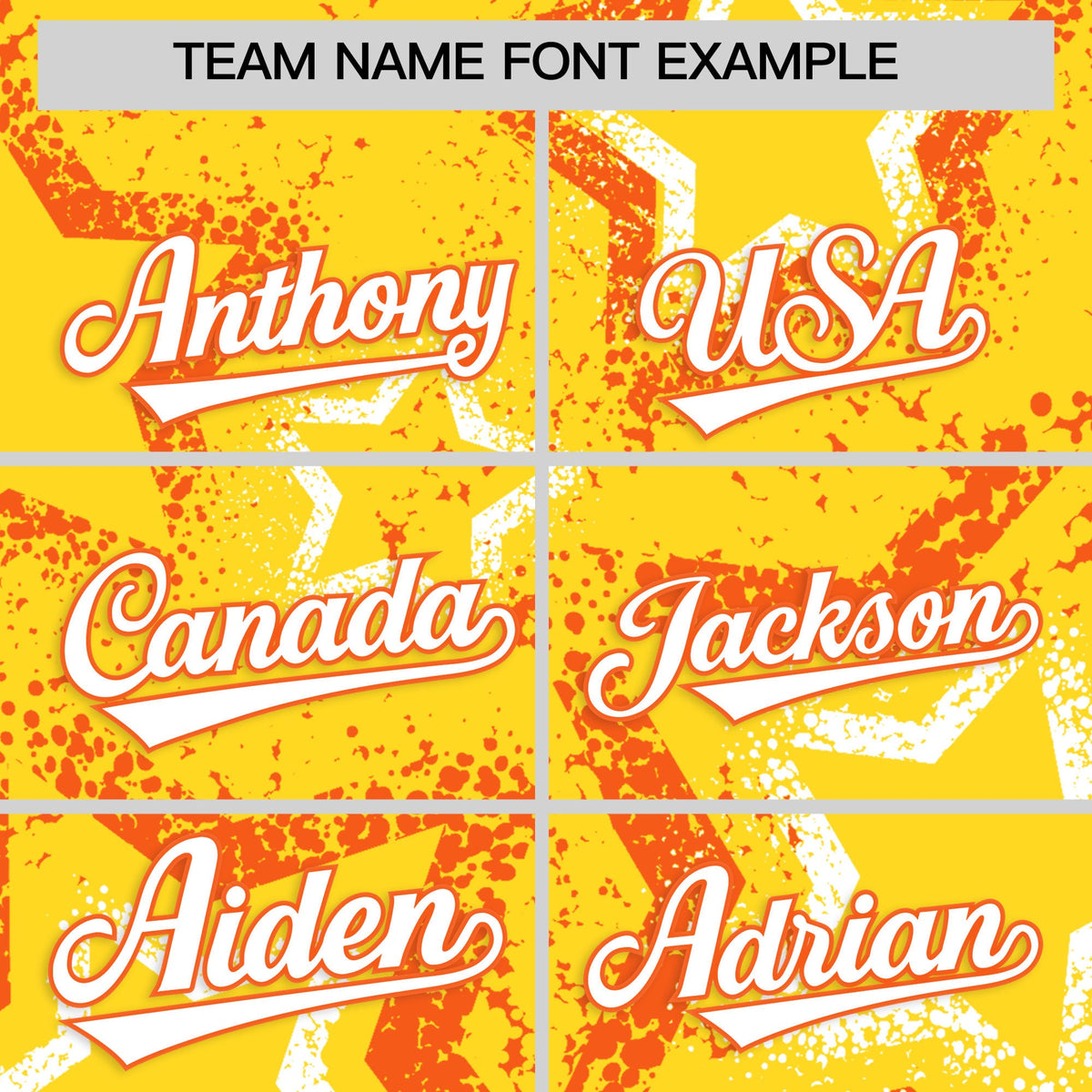 Custom Gold Orange White Star-Shaped Ink Texture Graffiti Pattern Baseball Jersey | Sublimation Printed & Stitched,Add Name and Numbern,Perfect for Parties,Perfect for Training | KXKSHOP
