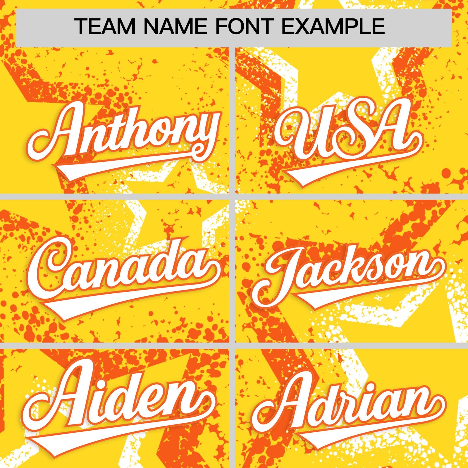 Custom Gold Orange White Star-Shaped Ink Texture Graffiti Pattern Baseball Jersey | Sublimation Printed & Stitched,Add Name and Numbern,Perfect for Parties,Perfect for Training | KXKSHOP