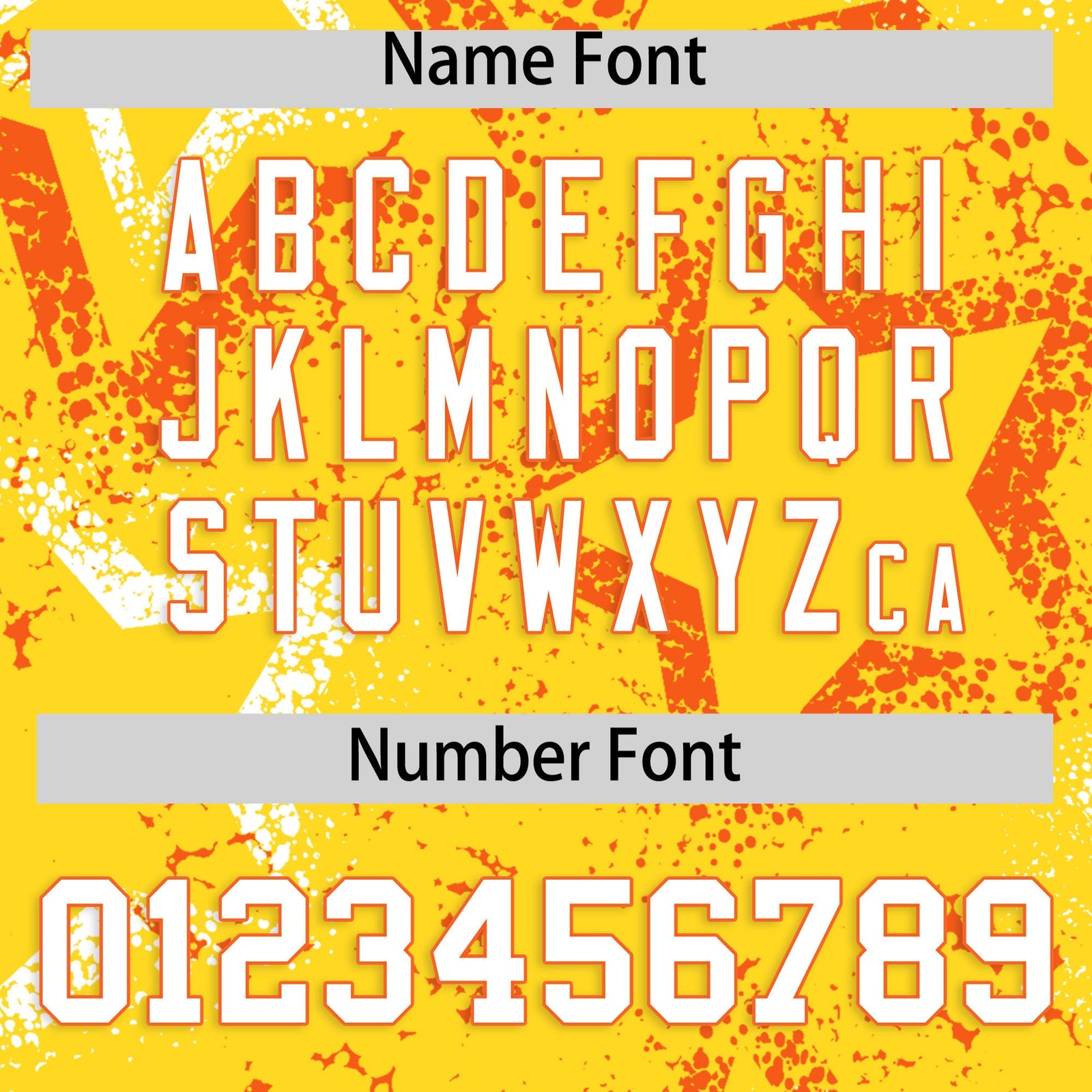 Custom Gold Orange White Star-Shaped Ink Texture Graffiti Pattern Baseball Jersey | Sublimation Printed & Stitched,Add Name and Numbern,Perfect for Parties,Perfect for Training | KXKSHOP