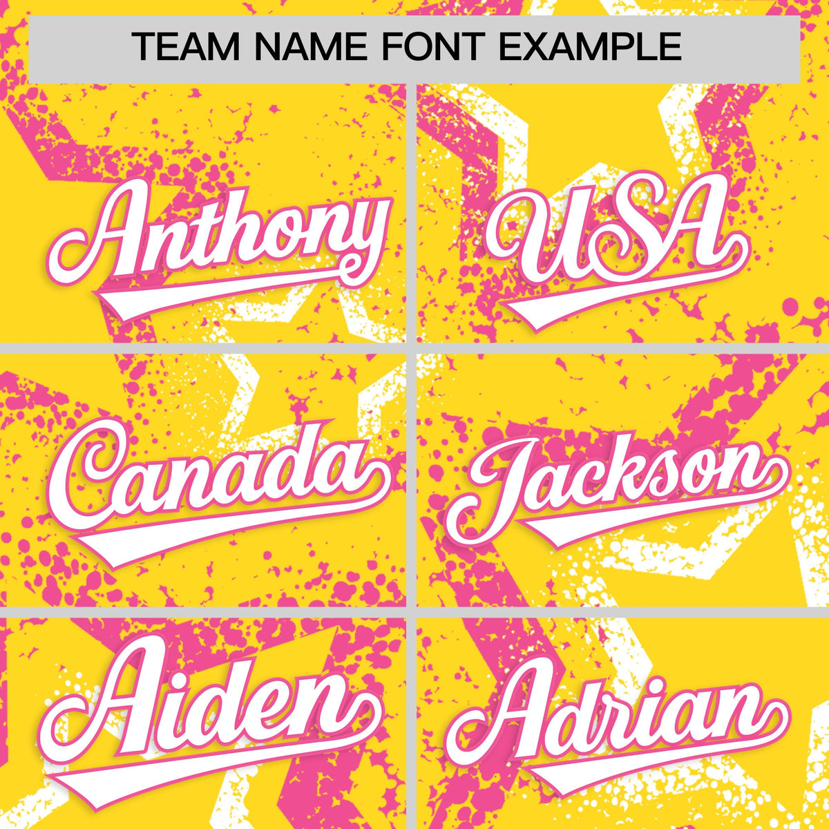 Custom Gold White Pink Star-Shaped Ink Texture Graffiti Pattern Baseball Jersey | Sublimation Printed & Stitched,Add Name and Numbern,Perfect for Parties,Perfect for Training | KXKSHOP