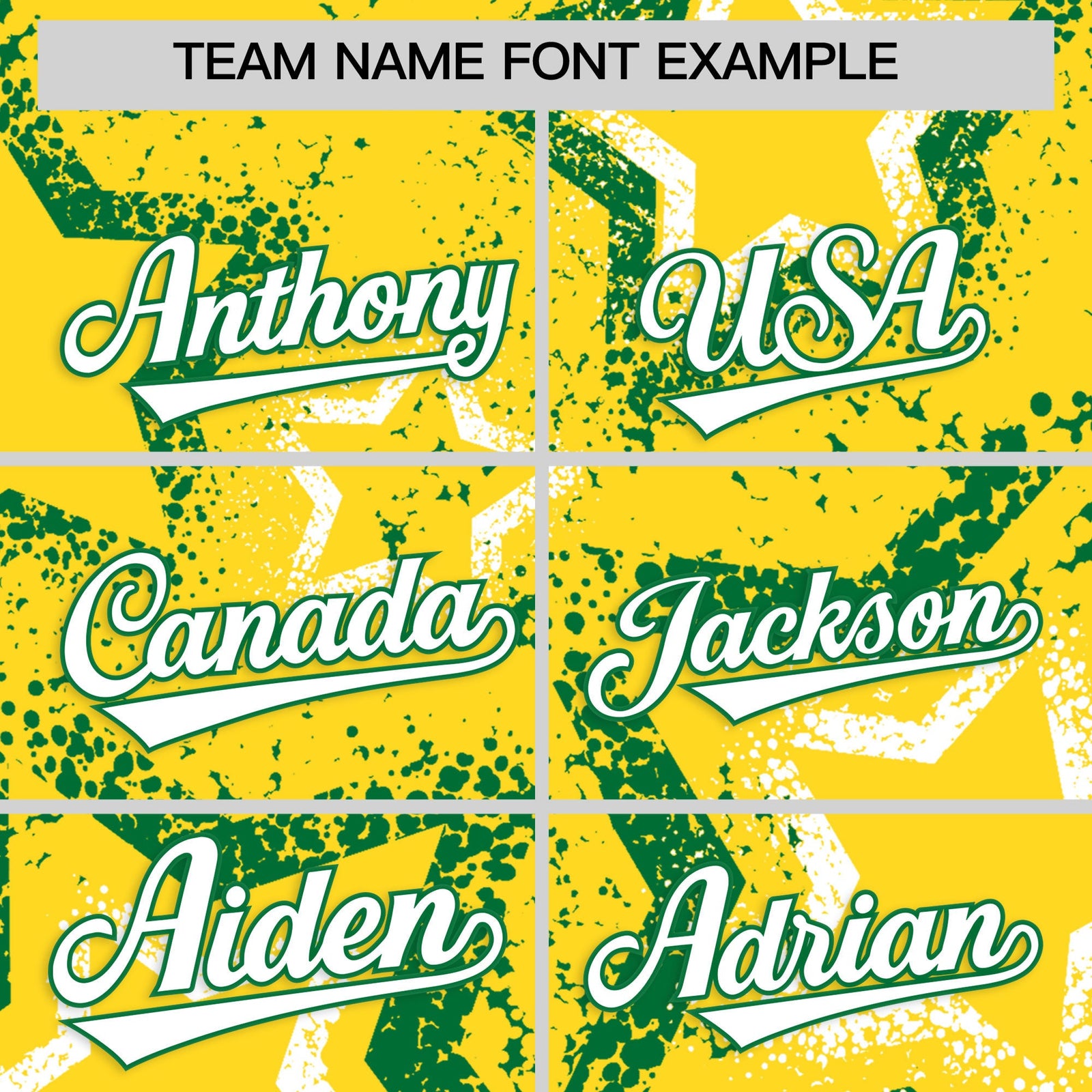 Custom Gold White Kelly Green Star-Shaped Ink Texture Graffiti Pattern Baseball Jersey | Sublimation Printed & Stitched,Add Name and Numbern,Perfect for Parties,Perfect for Training | KXKSHOP