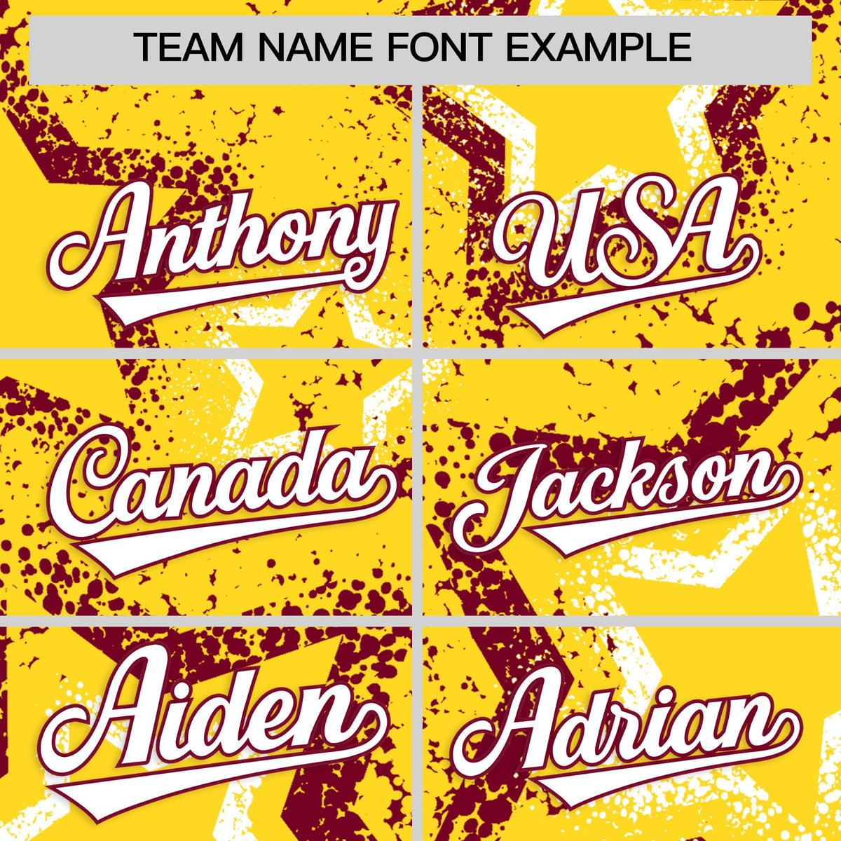 Custom Gold White Crimson Star-Shaped Ink Texture Graffiti Pattern Baseball Jersey | Sublimation Printed & Stitched,Add Name and Numbern,Perfect for Parties,Perfect for Training | KXKSHOP