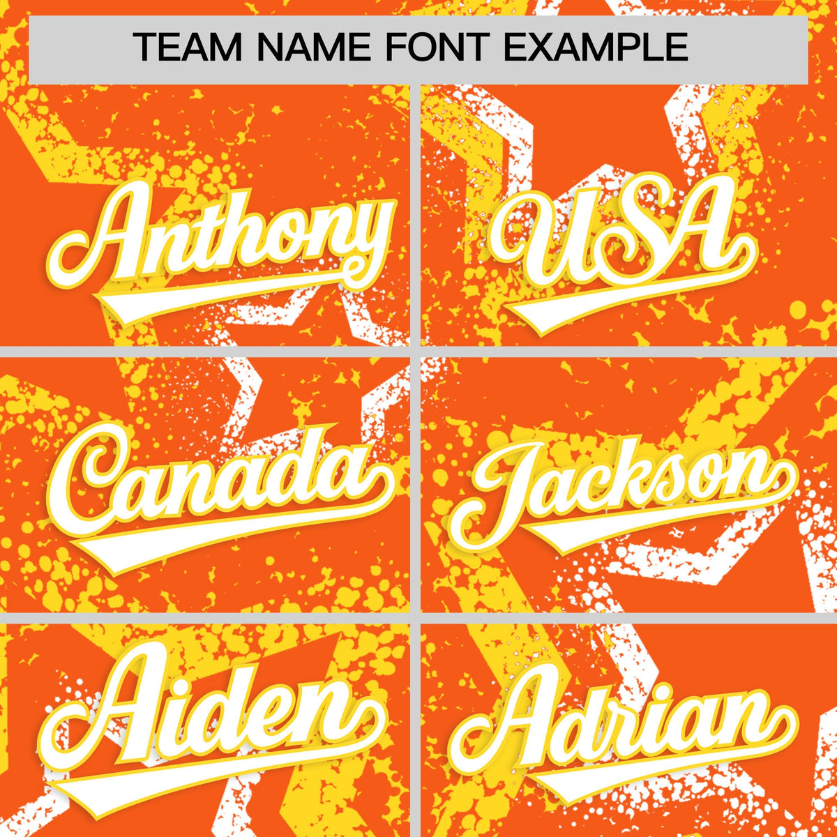 Custom Orange White Gold Star-Shaped Ink Texture Graffiti Pattern Baseball Jersey | Sublimation Printed & Stitched,Add Name and Numbern,Perfect for Parties,Perfect for Training | KXKSHOP
