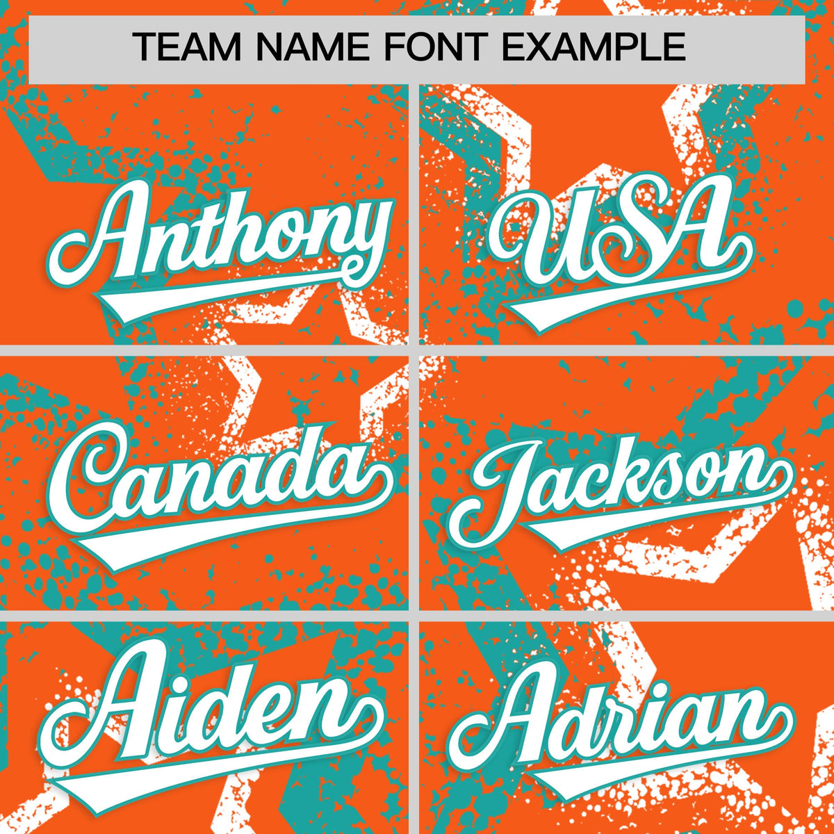 Custom Orange White Aqua Star-Shaped Ink Texture Graffiti Pattern Baseball Jersey | Sublimation Printed & Stitched,Add Name and Numbern,Perfect for Parties,Perfect for Training | KXKSHOP
