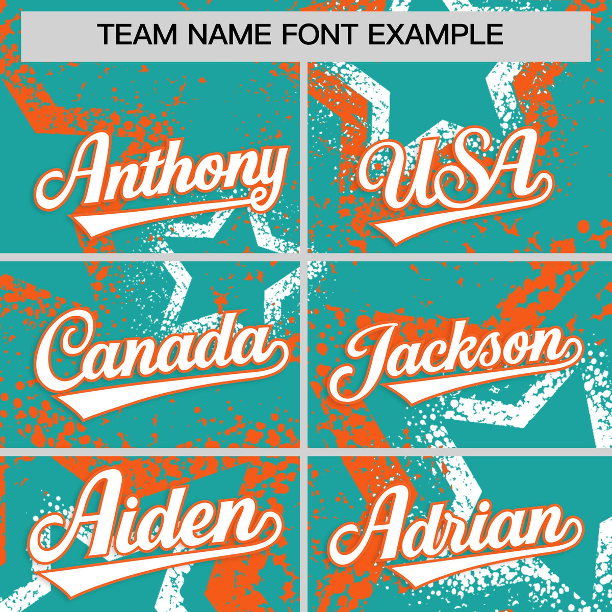 Custom Aqua White Orange Star-Shaped Ink Texture Graffiti Pattern Baseball Jersey | Sublimation Printed & Stitched,Add Name and Numbern,Perfect for Parties,Perfect for Training | KXKSHOP