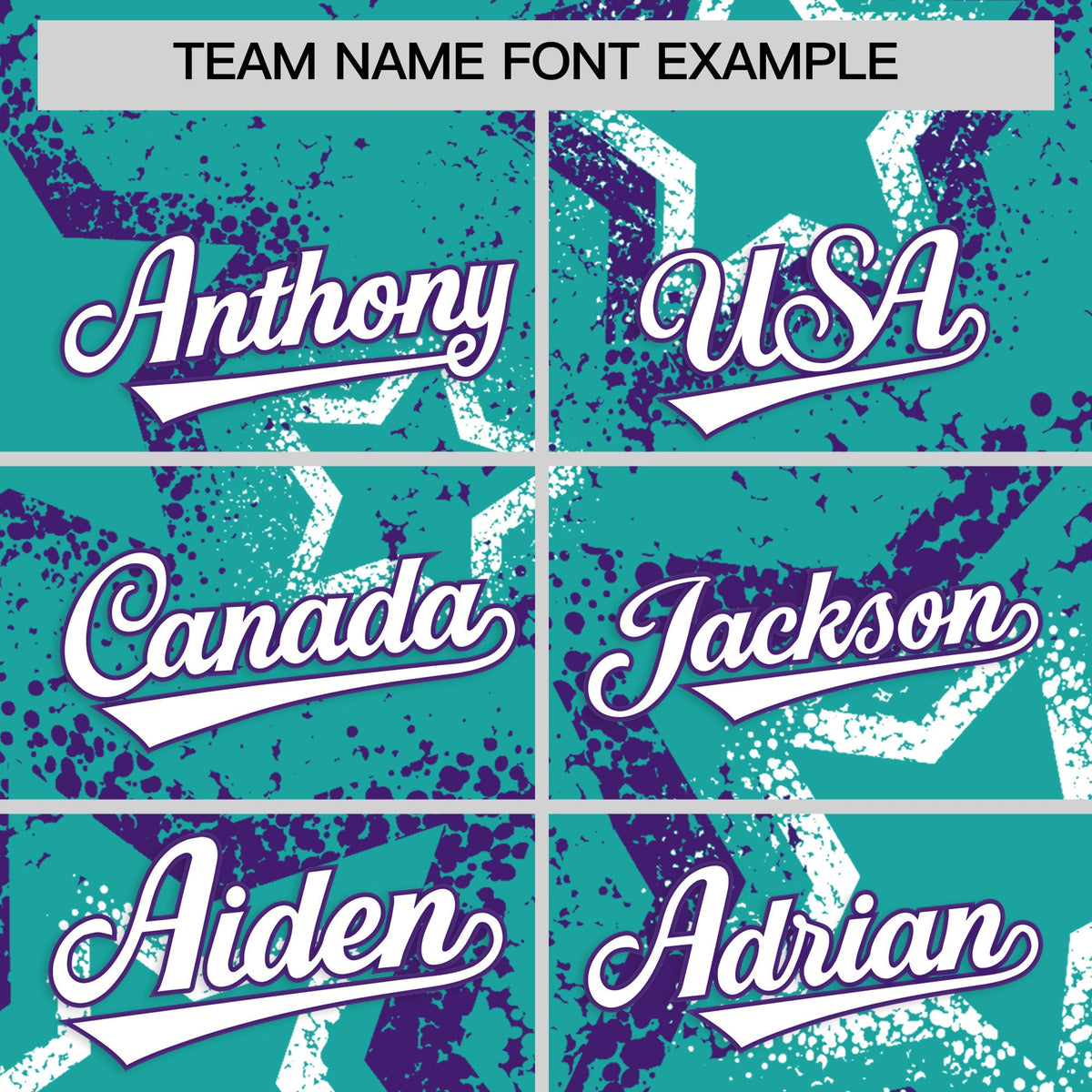 Custom Aqua White Purple Star-Shaped Ink Texture Graffiti Pattern Baseball Jersey | Sublimation Printed & Stitched,Add Name and Numbern,Perfect for Parties,Perfect for Training | KXKSHOP