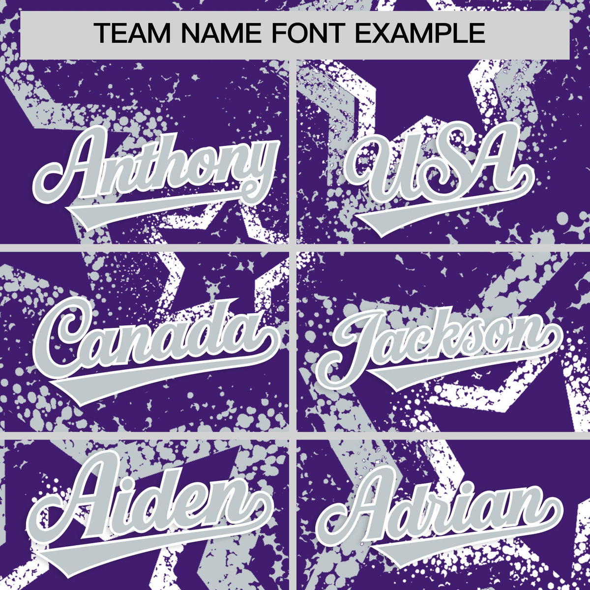 Custom Purple White Silver Star-Shaped Ink Texture Graffiti Pattern Baseball Jersey | Sublimation Printed &amp; Stitched,Add Name and Numbern,Perfect for Parties,Perfect for Training | KXKSHOP