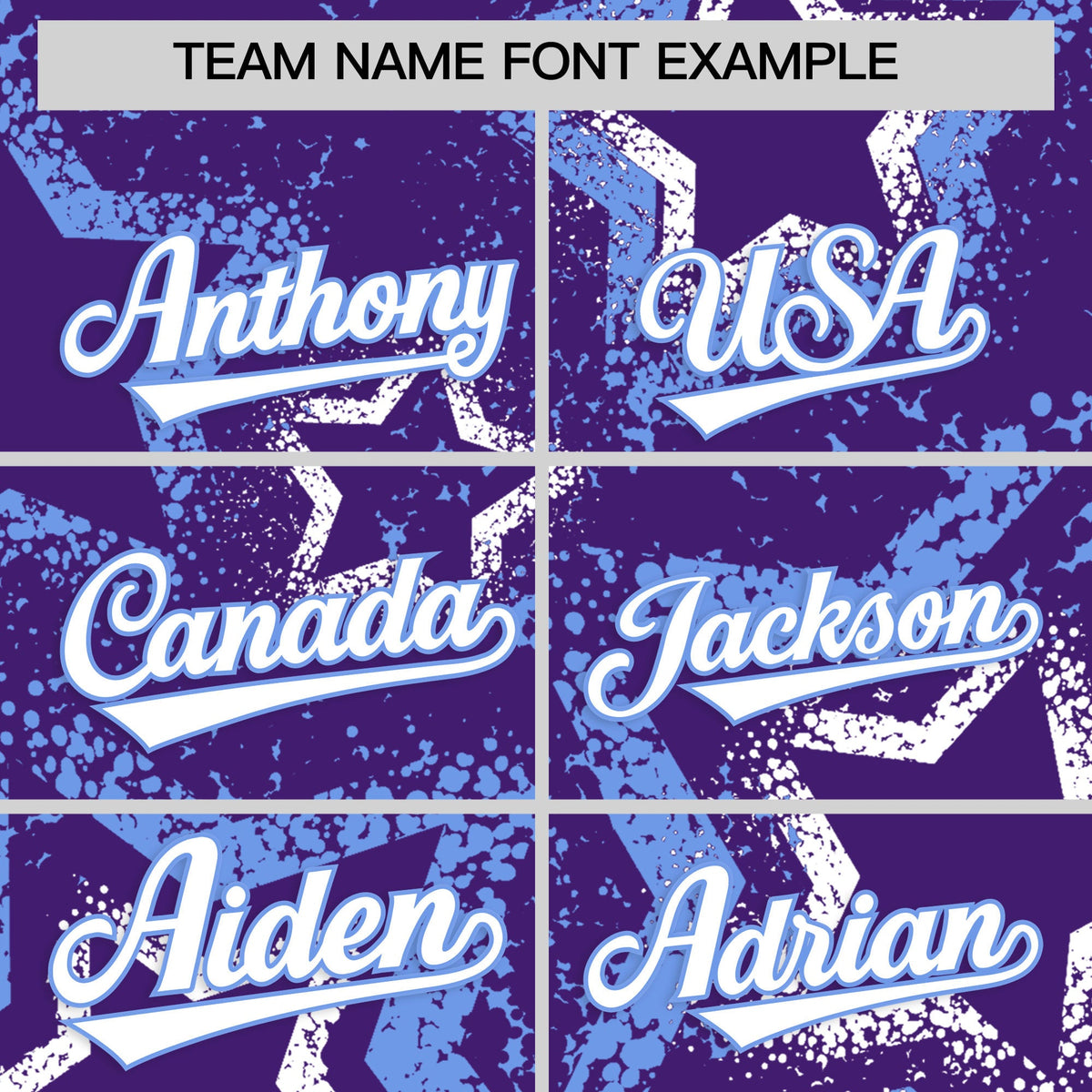 Custom Purple White Light Blue Star-Shaped Ink Texture Graffiti Pattern Baseball Jersey | Sublimation Printed & Stitched,Add Name and Numbern,Perfect for Parties,Perfect for Training | KXKSHOP