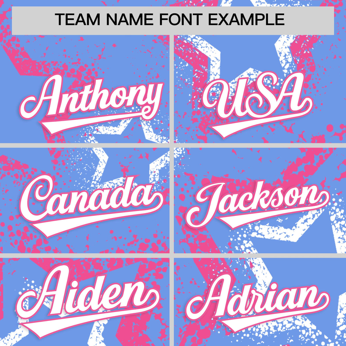 Custom Light Blue White Pink Star-Shaped Ink Texture Graffiti Pattern Baseball Jersey | Sublimation Printed & Stitched,Add Name and Numbern,Perfect for Parties,Perfect for Training | KXKSHOP