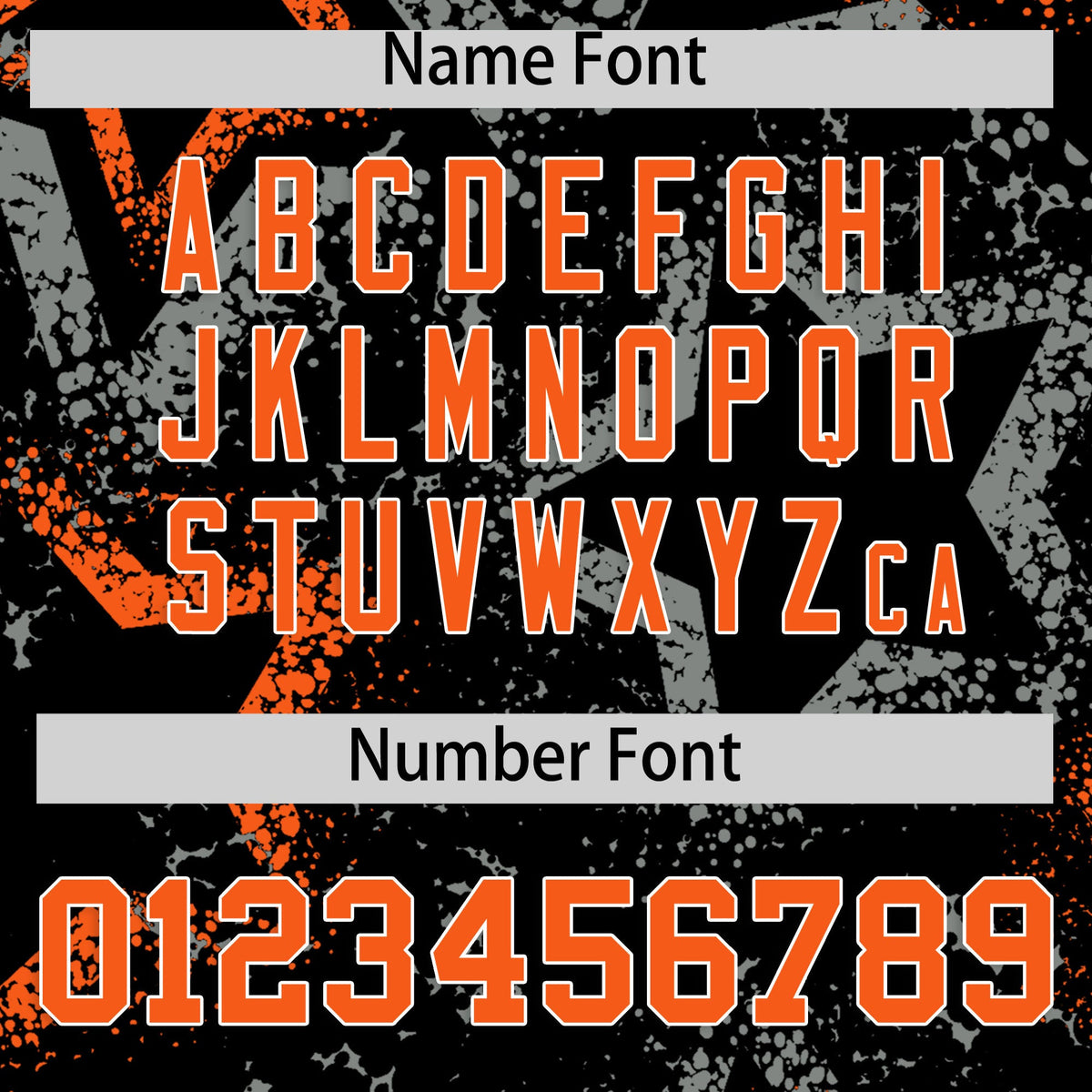 Custom Black Orange White Star-Shaped Ink Texture Graffiti Pattern Baseball Jersey | Sublimation Printed & Stitched,Add Name and Numbern,Perfect for Parties,Perfect for Training | KXKSHOP