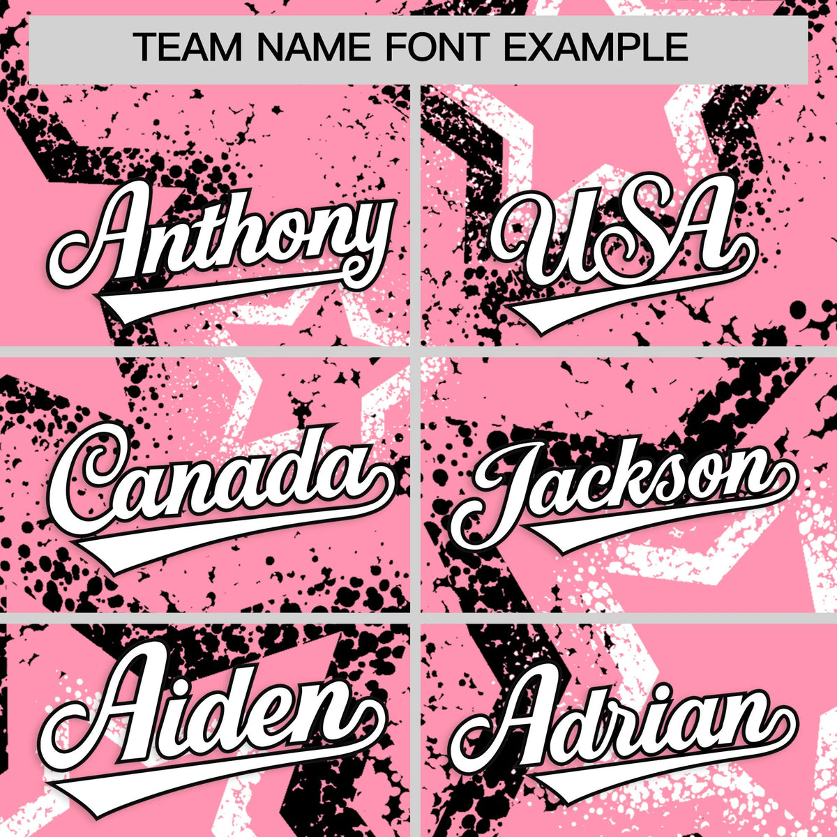 Custom Light Pink White Black Star-Shaped Ink Texture Graffiti Pattern Baseball Jersey | Sublimation Printed & Stitched,Add Name and Numbern,Perfect for Parties,Perfect for Training | KXKSHOP