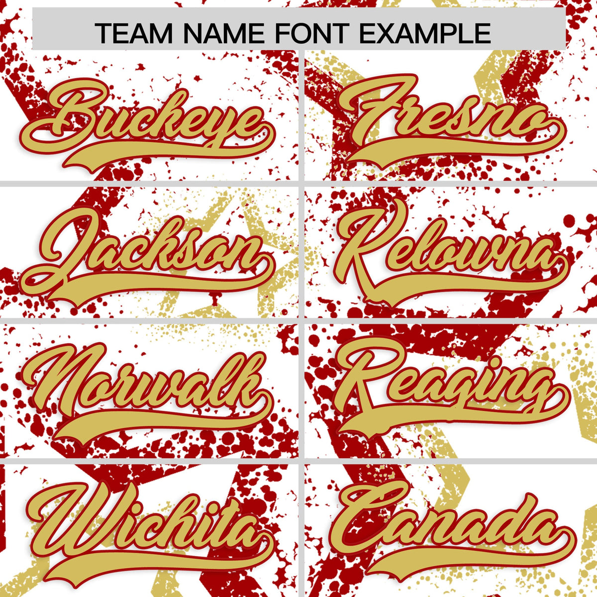 Custom White Old Gold Red Star-Shaped Ink Texture Graffiti Pattern Baseball Jersey | Sublimation Printed &amp; Stitched,Add Name and Numbern,Perfect for Parties,Perfect for Training | KXKSHOP