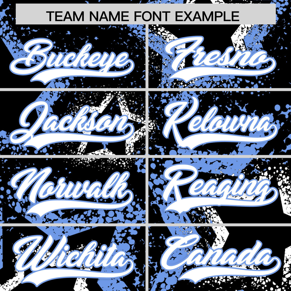 Custom Black White Light Blue Star-Shaped Ink Texture Graffiti Pattern Baseball Jersey | Sublimation Printed & Stitched,Add Name and Numbern,Perfect for Parties,Perfect for Training | KXKSHOP