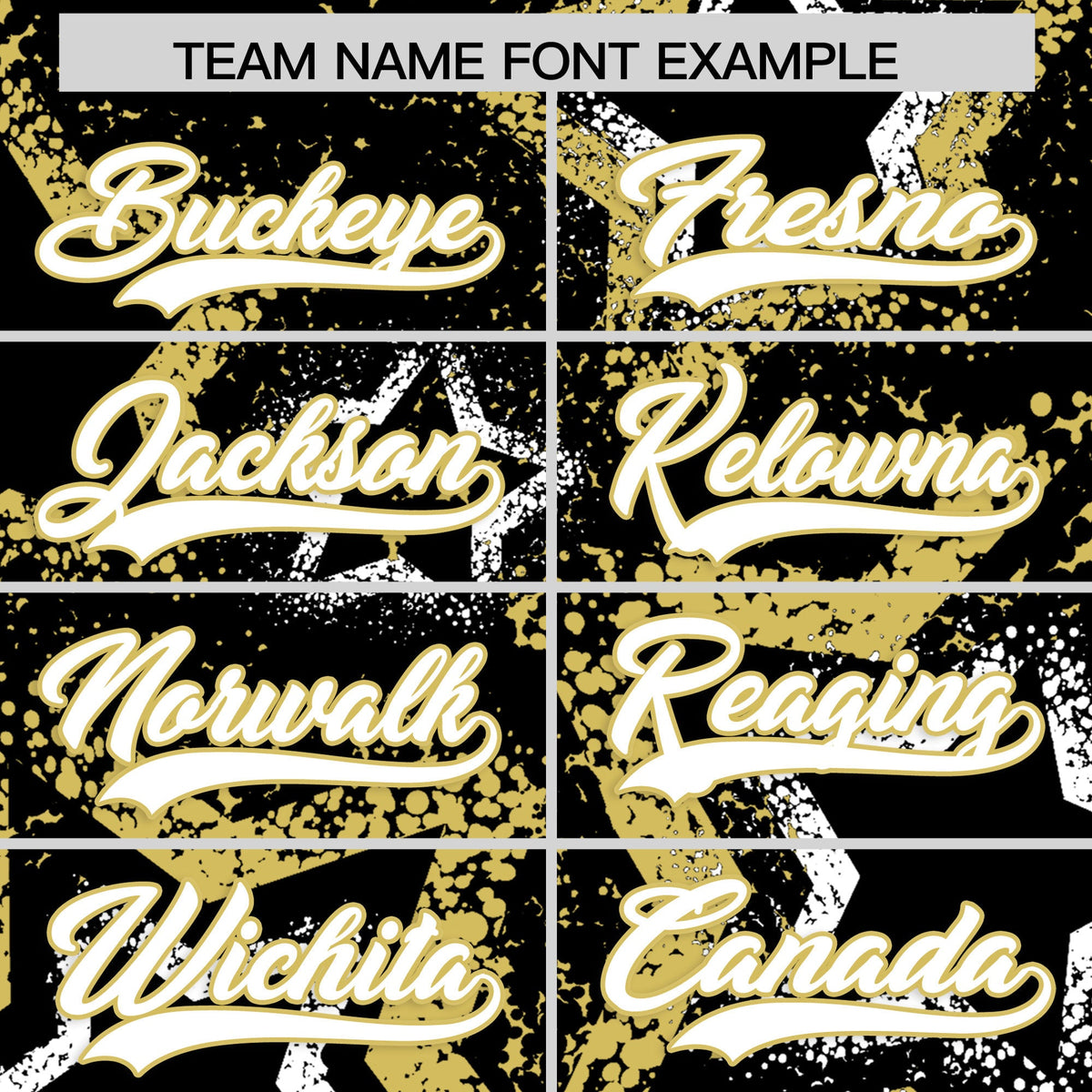 Custom Black White Old Gold Star-Shaped Ink Texture Graffiti Pattern Baseball Jersey | Sublimation Printed &amp; Stitched,Add Name and Numbern,Perfect for Parties,Perfect for Training | KXKSHOP