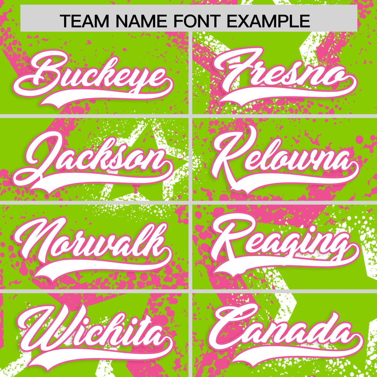 Custom Neon Green Pink White Star-Shaped Ink Texture Graffiti Pattern Baseball Jersey | Sublimation Printed & Stitched,Add Name and Numbern,Perfect for Parties,Perfect for Training | KXKSHOP