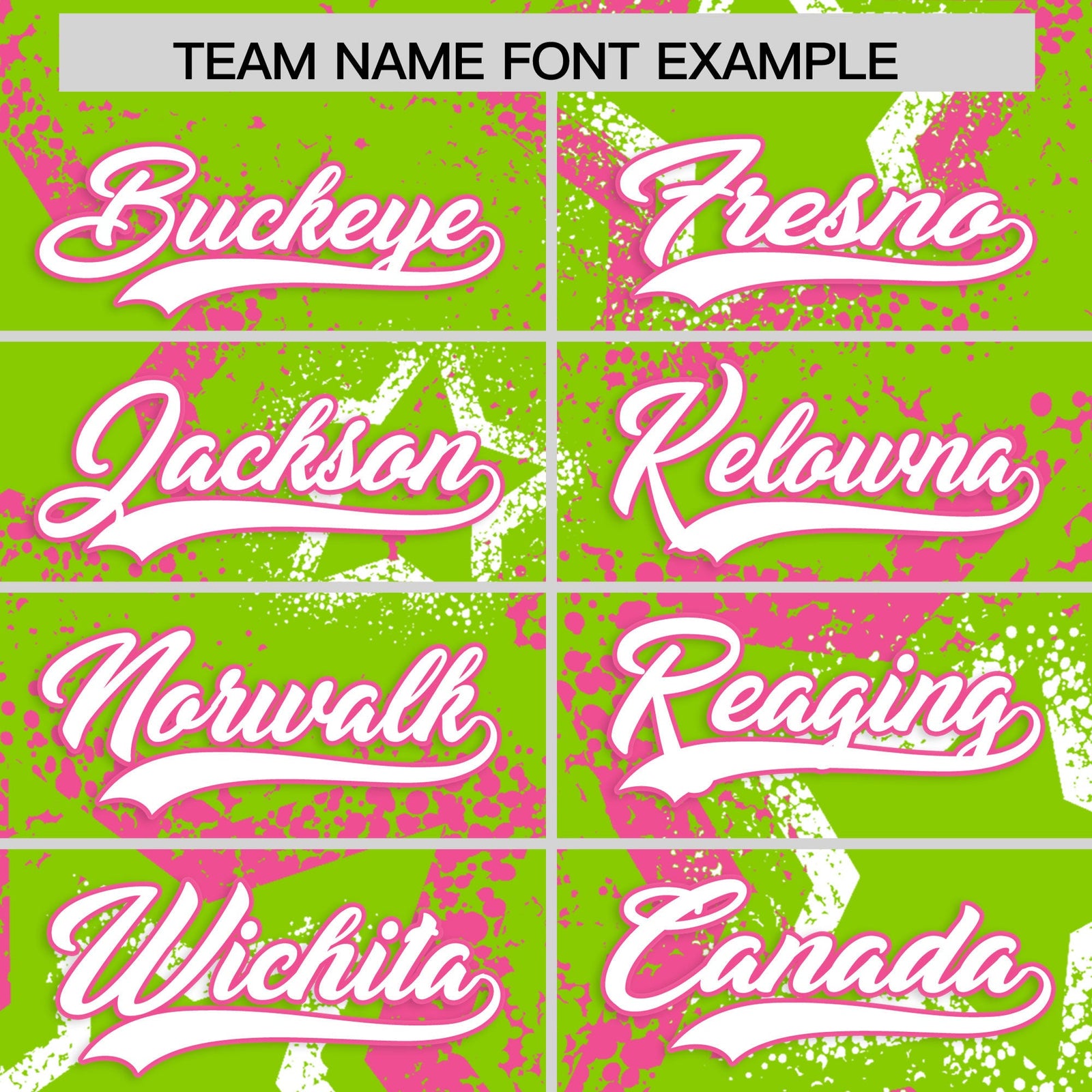 Custom Neon Green Pink White Star-Shaped Ink Texture Graffiti Pattern Baseball Jersey | Sublimation Printed & Stitched,Add Name and Numbern,Perfect for Parties,Perfect for Training | KXKSHOP