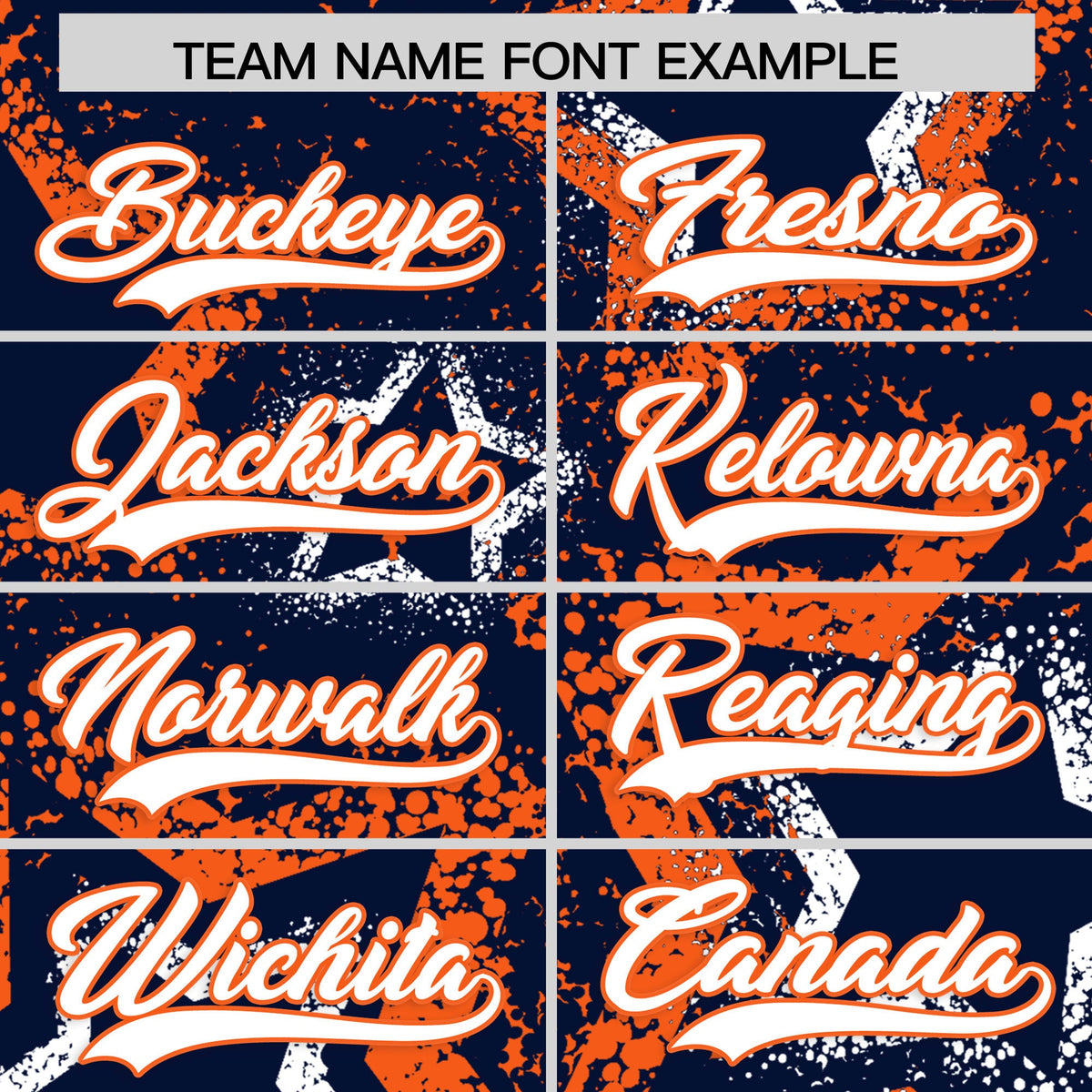 Custom Navy White Orange Star-Shaped Ink Texture Graffiti Pattern Baseball Jersey | Sublimation Printed & Stitched,Add Name and Numbern,Perfect for Parties,Perfect for Training | KXKSHOP