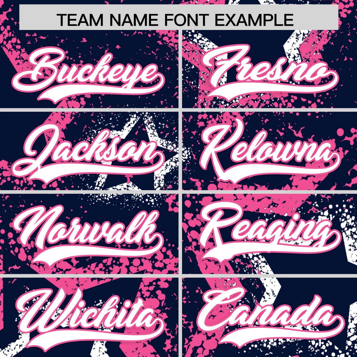 Custom Navy White Pink Star-Shaped Ink Texture Graffiti Pattern Baseball Jersey | Sublimation Printed & Stitched,Add Name and Numbern,Perfect for Parties,Perfect for Training | KXKSHOP