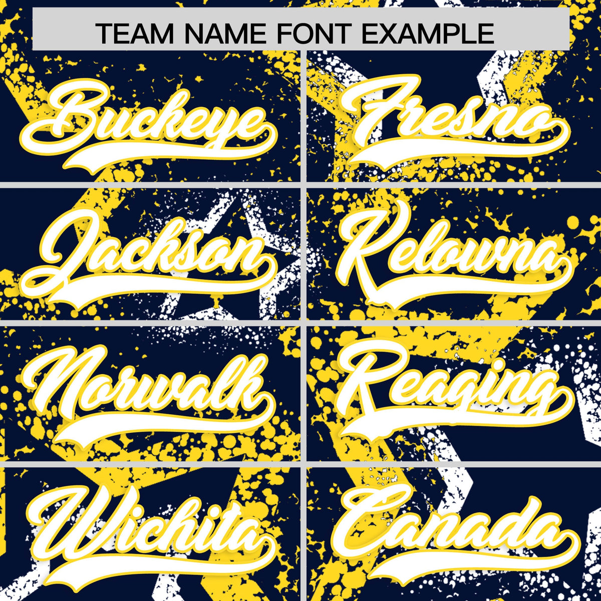Custom Navy White Gold Star-Shaped Ink Texture Graffiti Pattern Baseball Jersey | Sublimation Printed & Stitched,Add Name and Numbern,Perfect for Parties,Perfect for Training | KXKSHOP