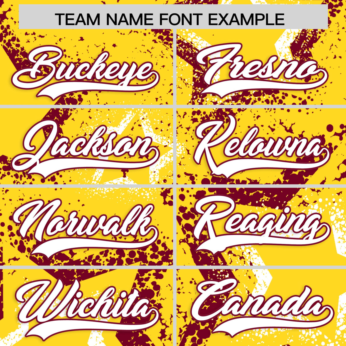 Custom Gold White Crimson Star-Shaped Ink Texture Graffiti Pattern Baseball Jersey | Sublimation Printed & Stitched,Add Name and Numbern,Perfect for Parties,Perfect for Training | KXKSHOP
