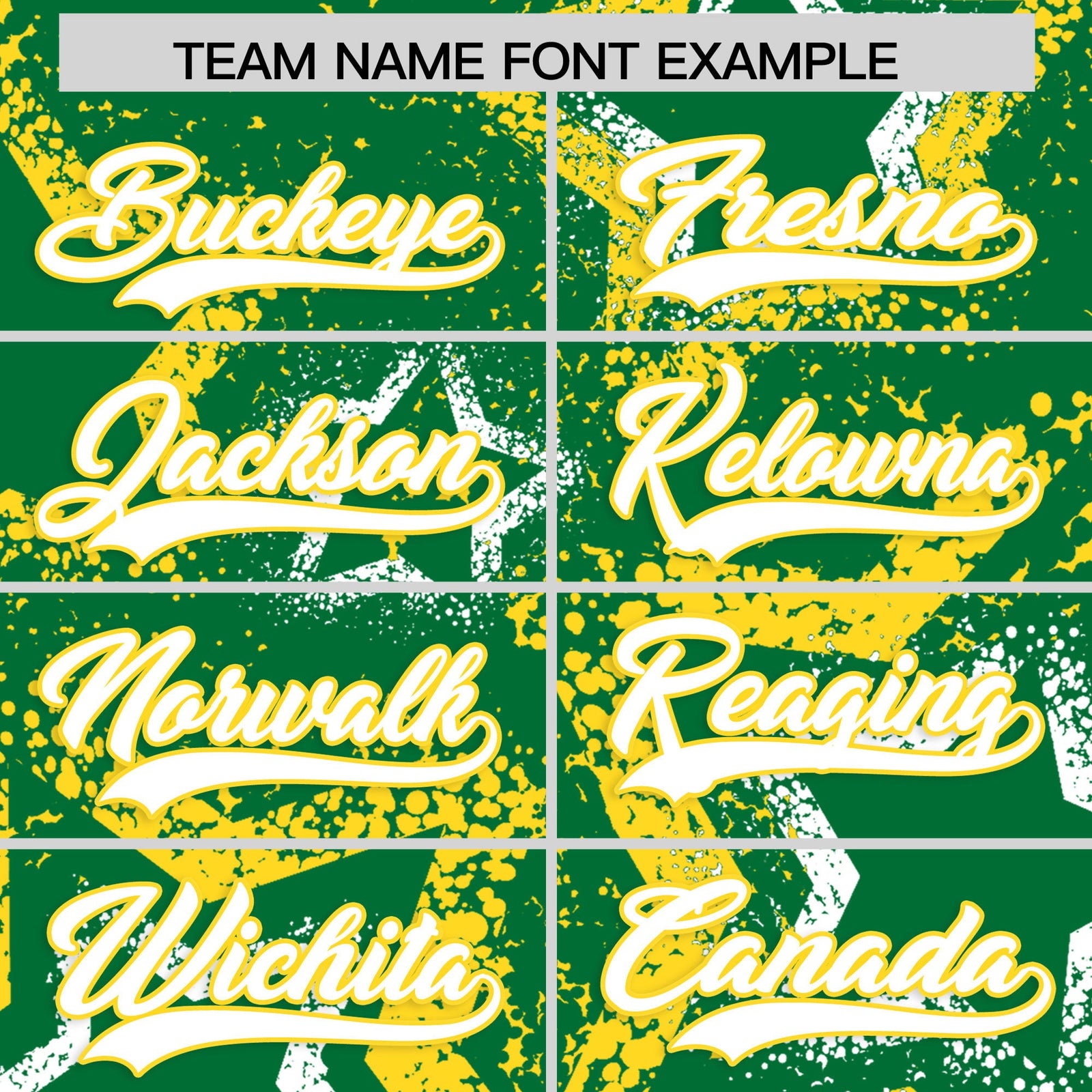 Custom Kelly Green White Gold Star-Shaped Ink Texture Graffiti Pattern Baseball Jersey | Sublimation Printed & Stitched,Add Name and Numbern,Perfect for Parties,Perfect for Training | KXKSHOP