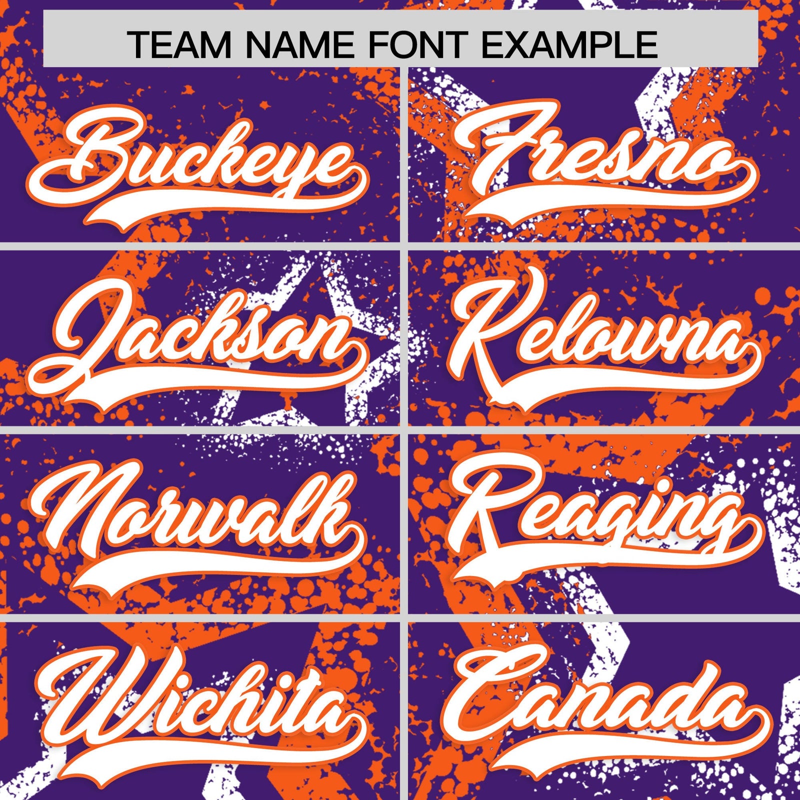 Custom Purple White Orange Star-Shaped Ink Texture Graffiti Pattern Baseball Jersey | Sublimation Printed & Stitched,Add Name and Numbern,Perfect for Parties,Perfect for Training | KXKSHOP