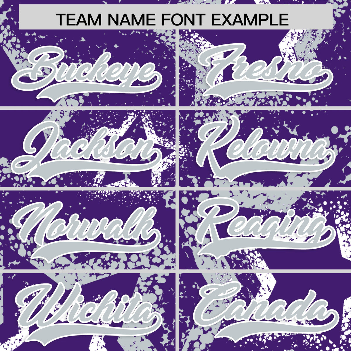 Custom Purple White Silver Star-Shaped Ink Texture Graffiti Pattern Baseball Jersey | Sublimation Printed &amp; Stitched,Add Name and Numbern,Perfect for Parties,Perfect for Training | KXKSHOP