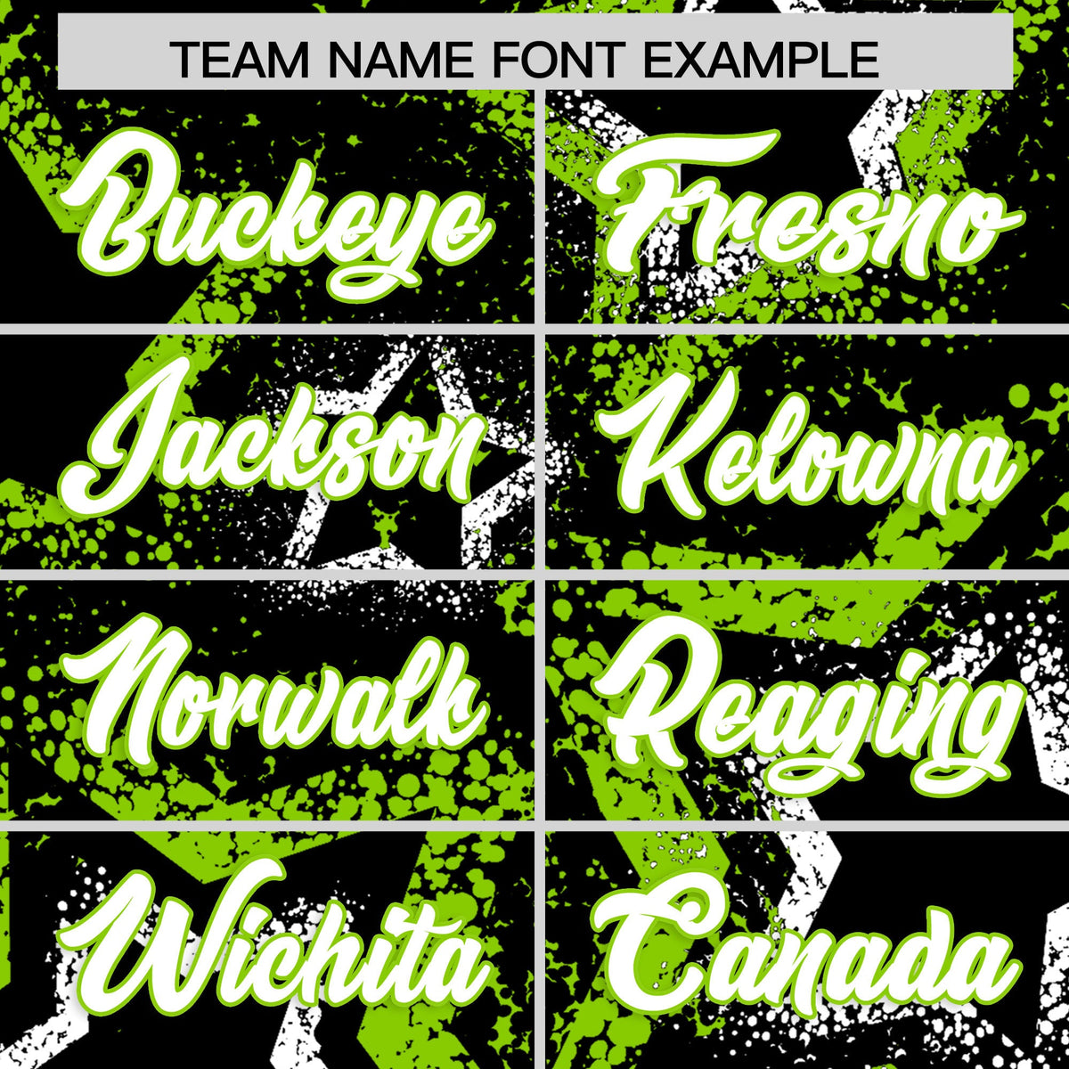 Custom Black White Neon Green Star-Shaped Ink Texture Graffiti Pattern Baseball Jersey | Sublimation Printed & Stitched,Add Name and Numbern,Perfect for Parties,Perfect for Training | KXKSHOP