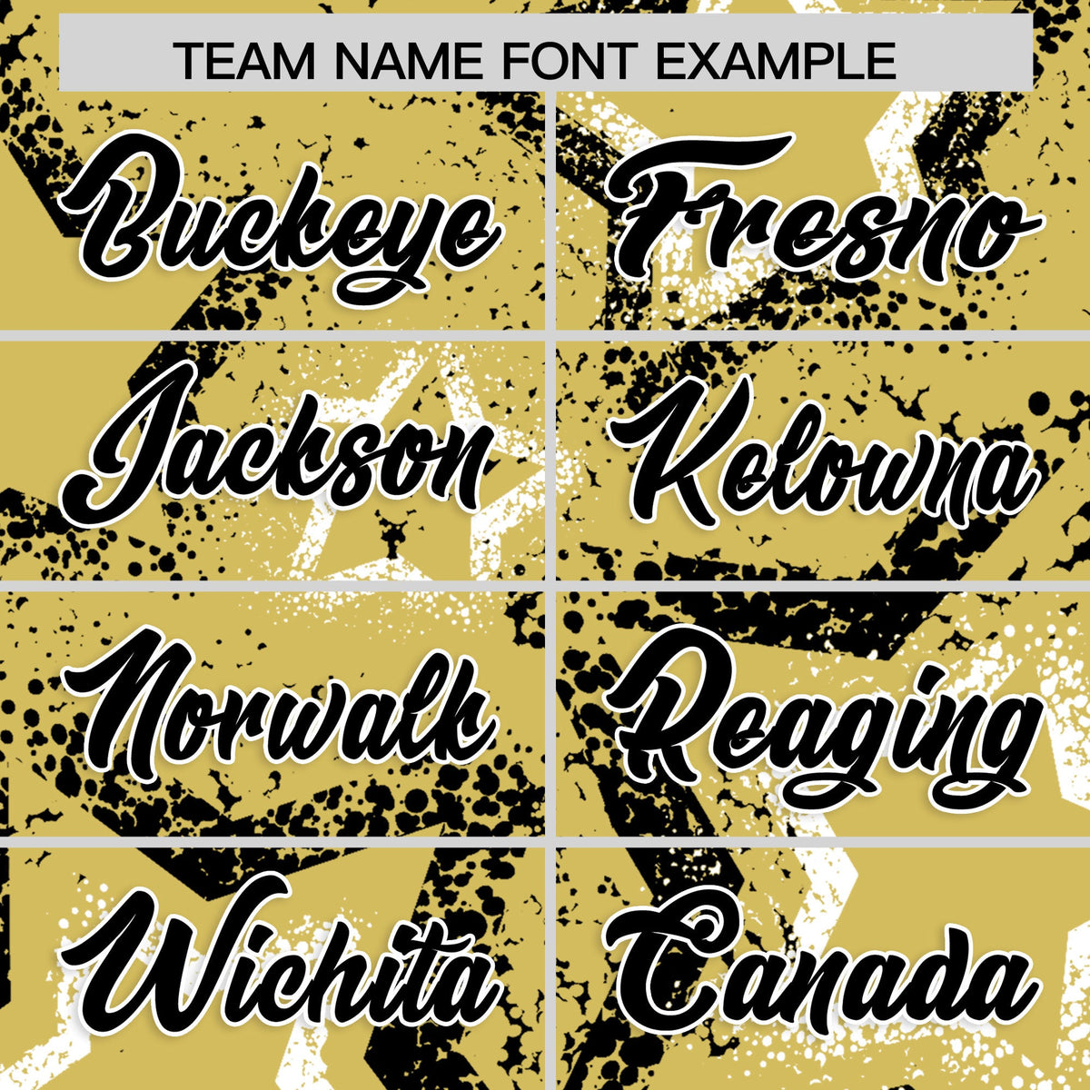 Custom Old Gold White Black Star-Shaped Ink Texture Graffiti Pattern Baseball Jersey | Sublimation Printed &amp; Stitched,Add Name and Numbern,Perfect for Parties,Perfect for Training | KXKSHOP