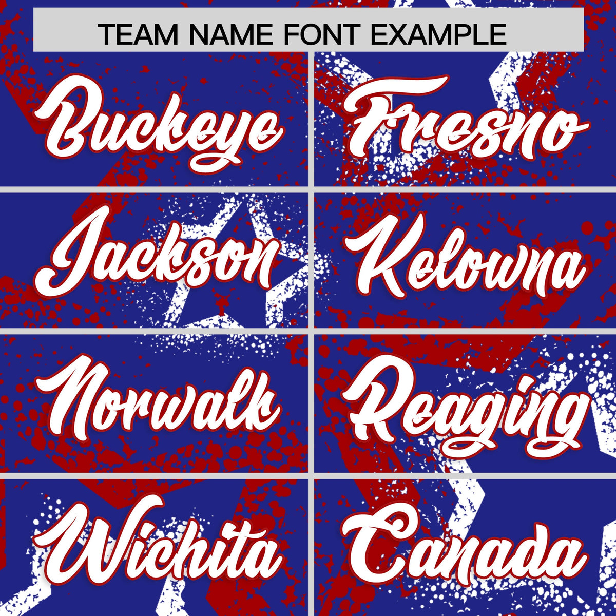 Custom Royal Blue White Red Star-Shaped Ink Texture Graffiti Pattern Baseball Jersey | Sublimation Printed &amp; Stitched,Add Name and Numbern,Perfect for Parties,Perfect for Training | KXKSHOP