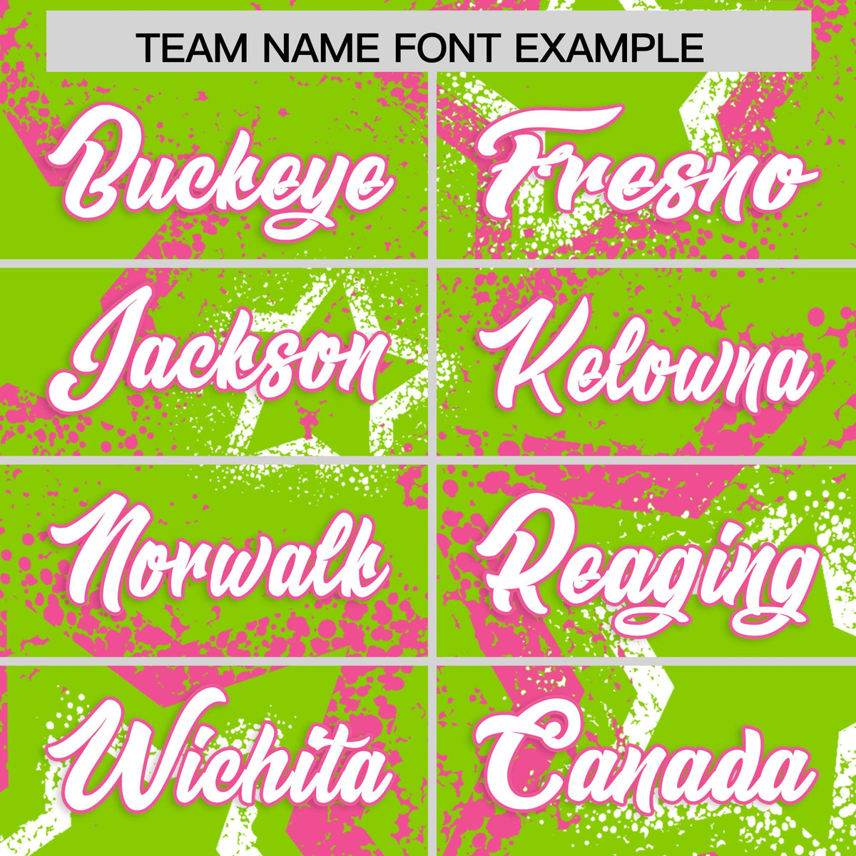 Custom Neon Green Pink White Star-Shaped Ink Texture Graffiti Pattern Baseball Jersey | Sublimation Printed & Stitched,Add Name and Numbern,Perfect for Parties,Perfect for Training | KXKSHOP
