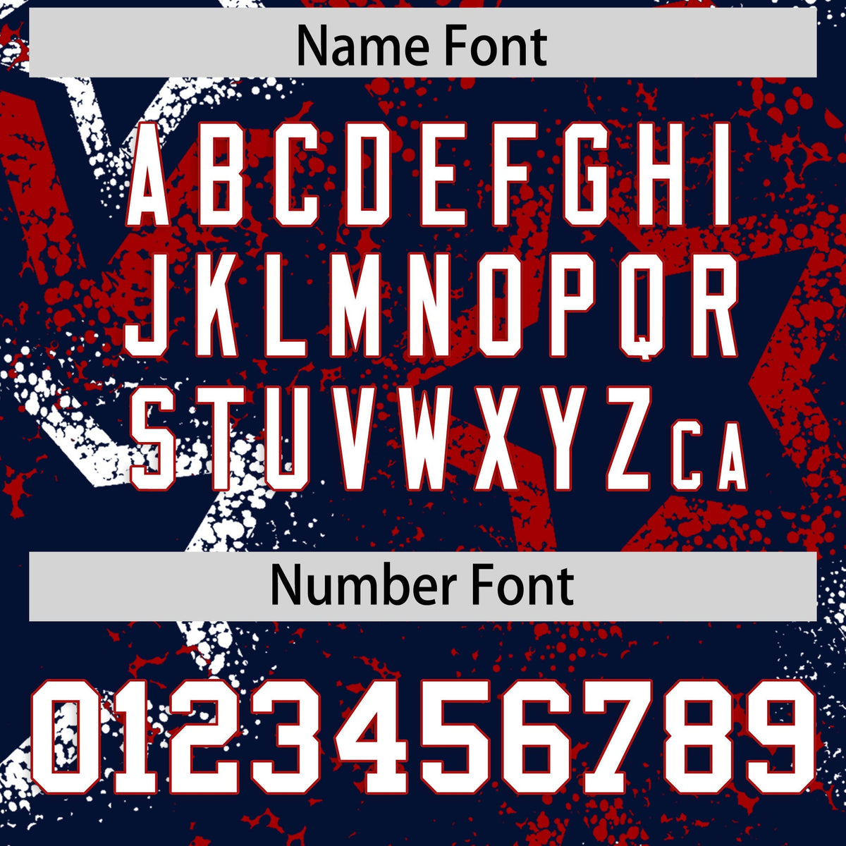 Custom Navy White Red Star-Shaped Ink Texture Graffiti Pattern Baseball Jersey | Sublimation Printed & Stitched,Add Name and Numbern,Perfect for Parties,Perfect for Training | KXKSHOP