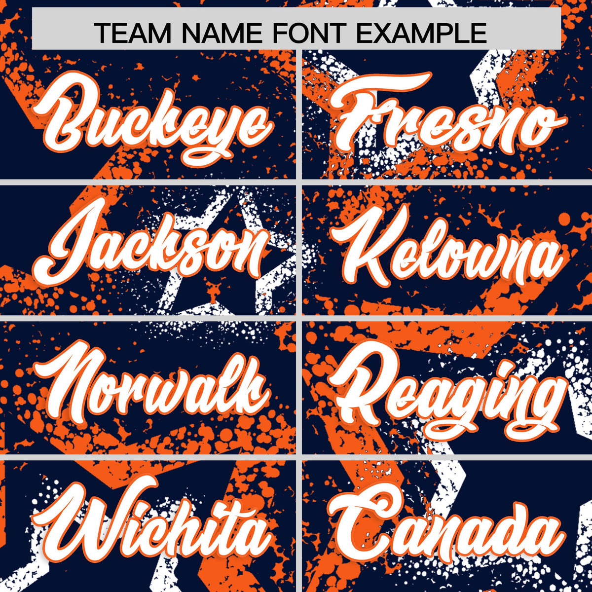 Custom Navy White Orange Star-Shaped Ink Texture Graffiti Pattern Baseball Jersey | Sublimation Printed & Stitched,Add Name and Numbern,Perfect for Parties,Perfect for Training | KXKSHOP