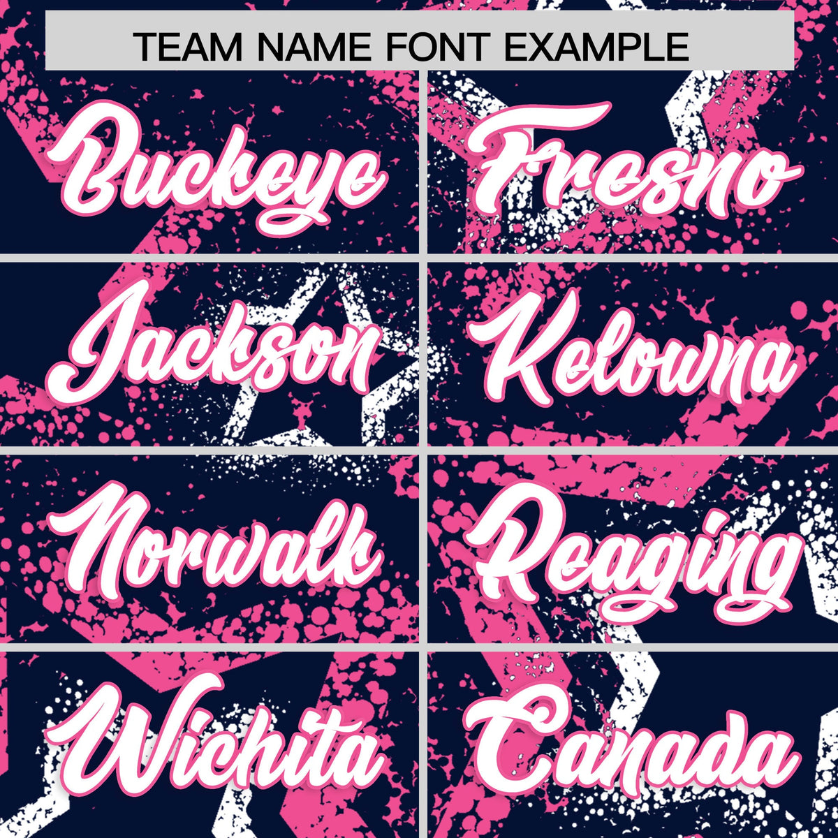 Custom Navy White Pink Star-Shaped Ink Texture Graffiti Pattern Baseball Jersey | Sublimation Printed & Stitched,Add Name and Numbern,Perfect for Parties,Perfect for Training | KXKSHOP
